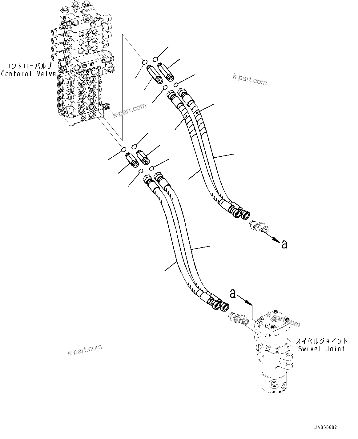 Komatsu parts book diagram for PC88MR-10 S/N 7001-UP: TRAVEL PIPING (#7001-)