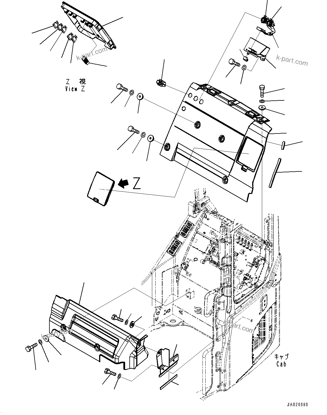 Komatsu parts book diagram for PC88MR-10 S/N 7001-UP: OPERATOR'S SEAT REAR COVER (#7001-)
