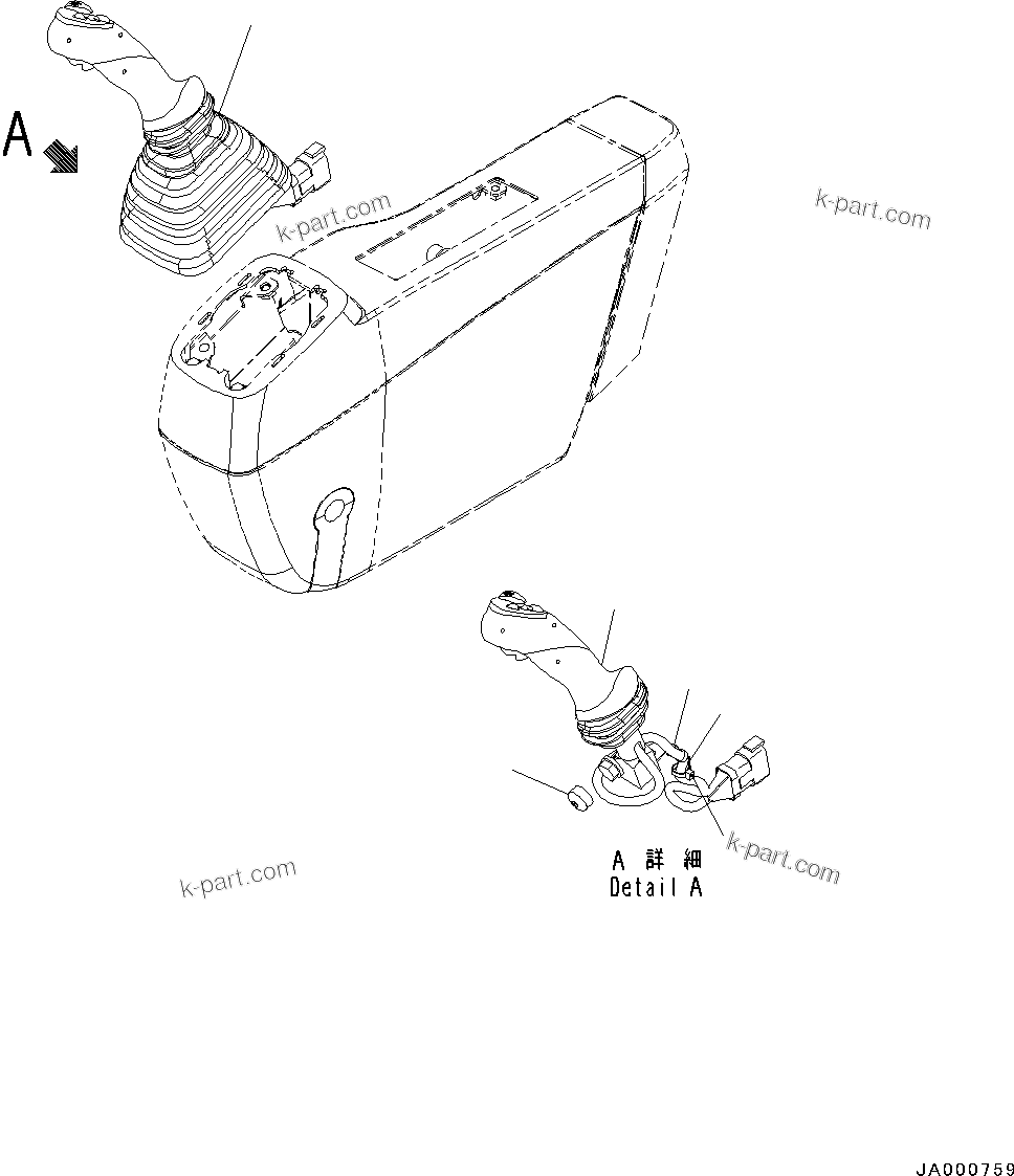 Komatsu parts book diagram for PC88MR-10 S/N 7001-UP: FLOOR FRAME, WORK EQUIPMENT CONTROL LEVER, L.H. (#7001-7677)