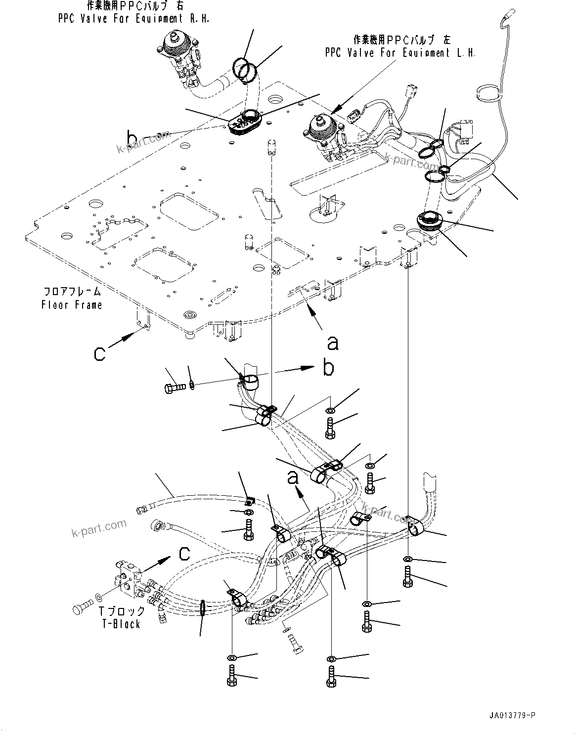 Komatsu parts book diagram for PC88MR-10 S/N 7001-UP: FLOOR FRAME, PPC VALVE PIPING CLAMP (#7001-)