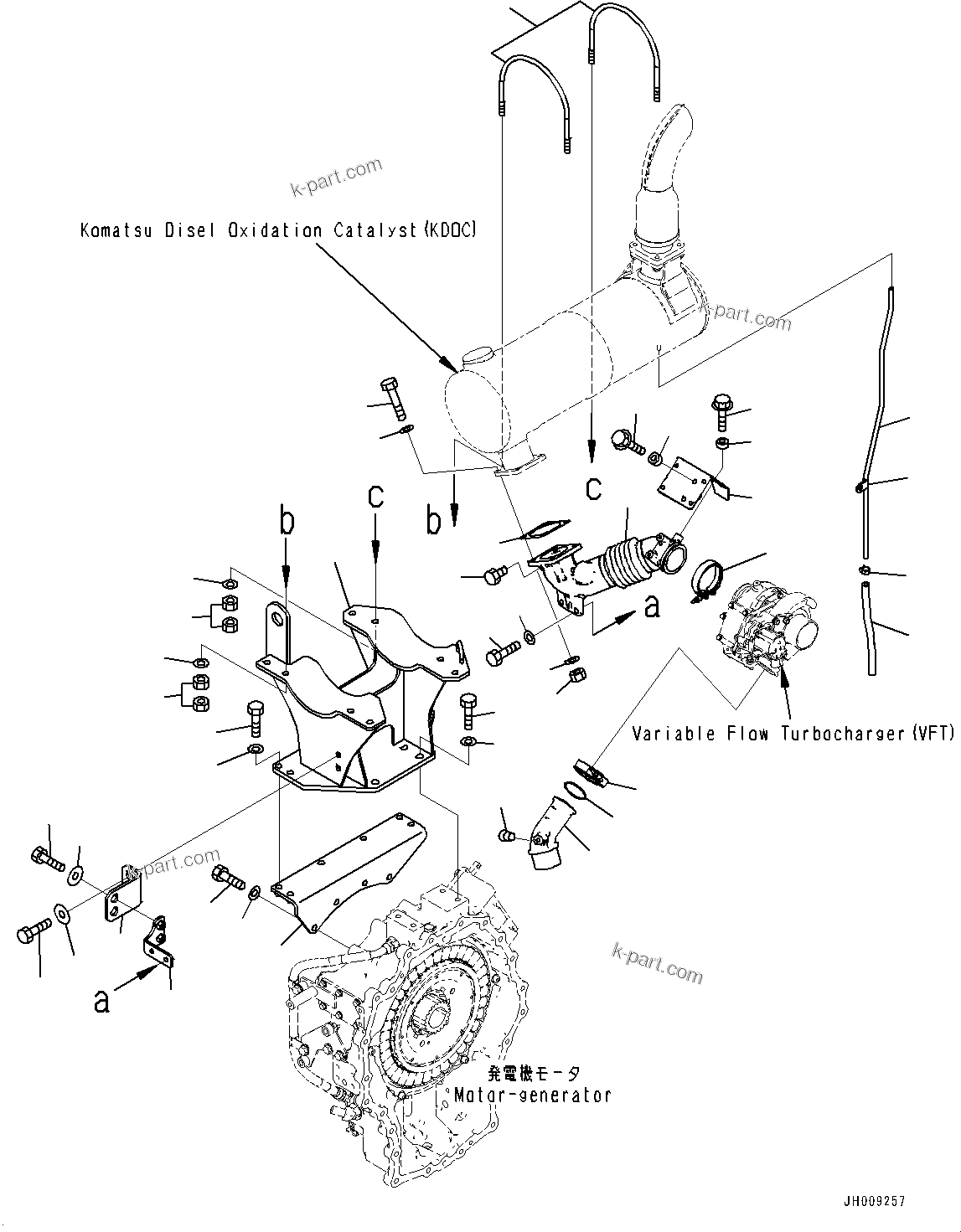 Komatsu parts book diagram for HB215LC-2 S/N 50001-UP: ENGINE RELATED PARTS, KOMATSU DIESEL OXIDATION CATALYST (KDOC) RELATED PARTS
