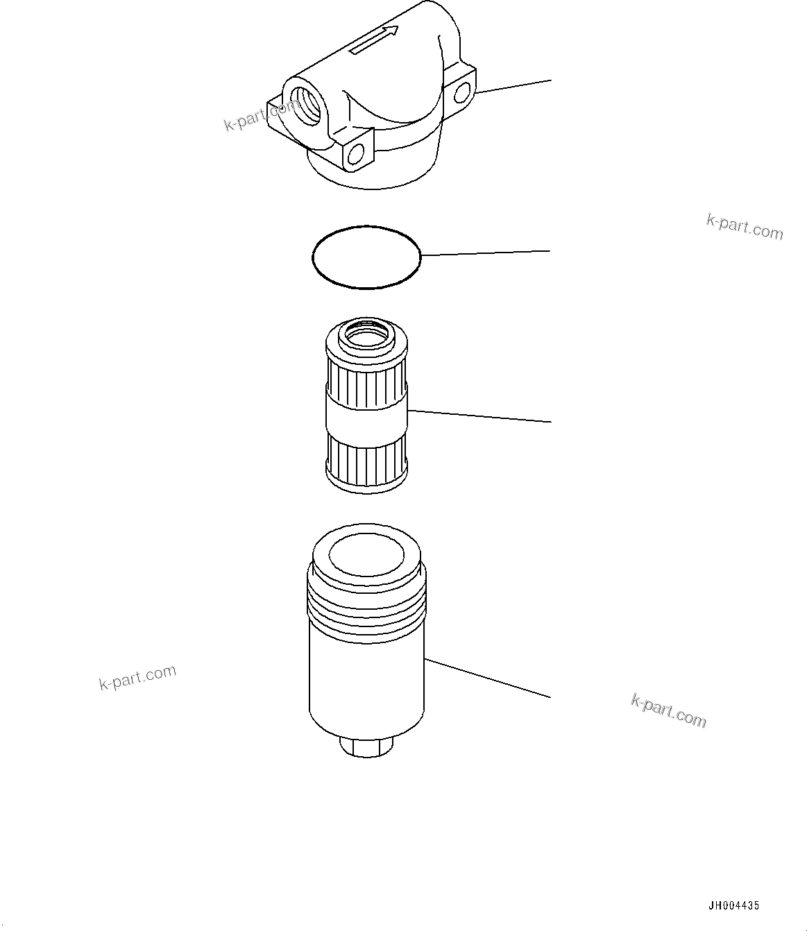 Komatsu parts book diagram for HB215LC-2 S/N 50001-UP: ENGINE RELATED PARTS, OIL FILTER