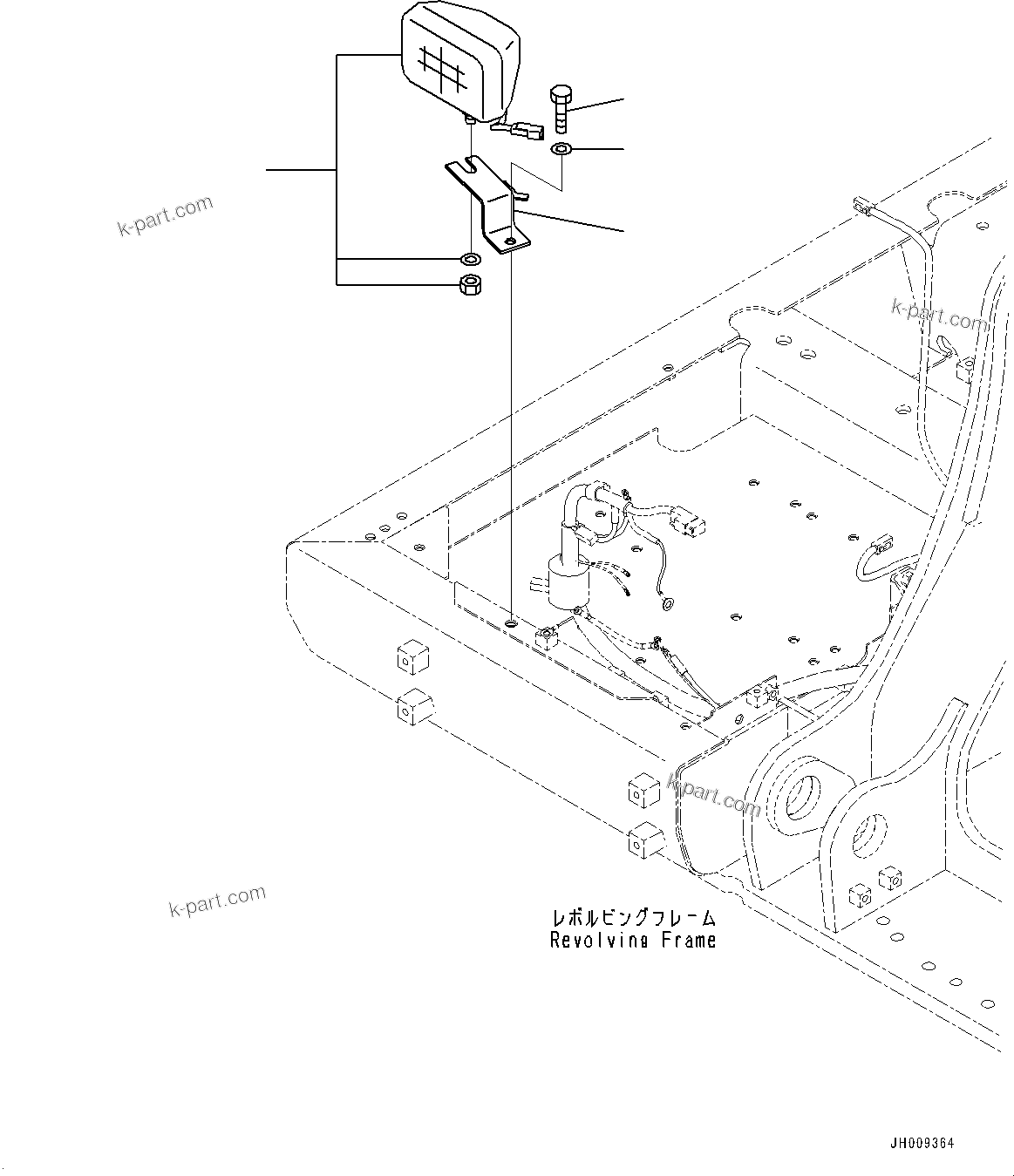Komatsu parts book diagram for HB215LC-2 S/N 50001-UP: ELECTRIC WIRING HARNESS, WORKING LAMP