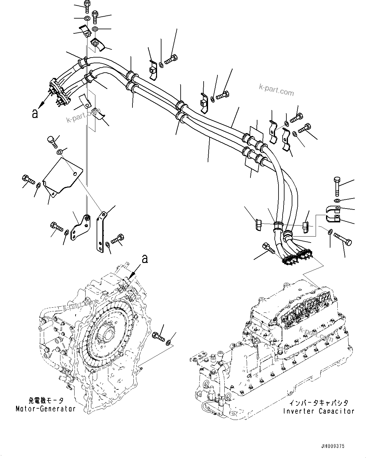 Komatsu parts book diagram for HB215LC-2 S/N 50001-UP: ELECTRIC WIRING HARNESS, POWER CABLE (2/2)