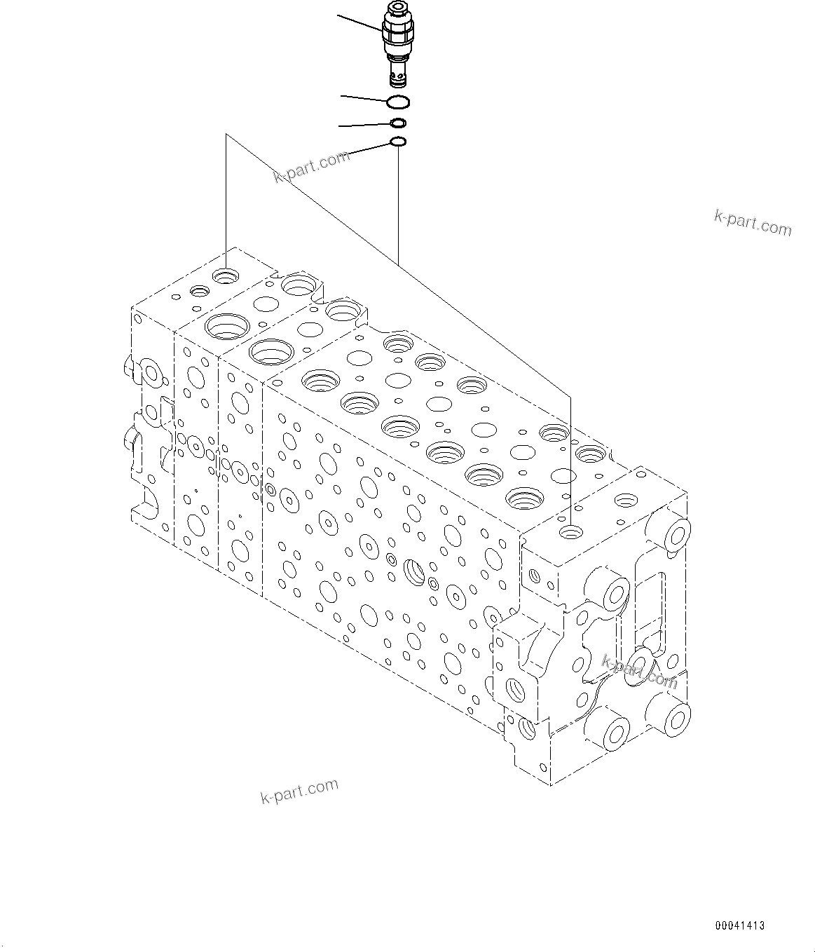 Komatsu parts book diagram for HB215LC-2 S/N 50001-UP: CONTROL VALVE, 7-SPOOL (9/21)