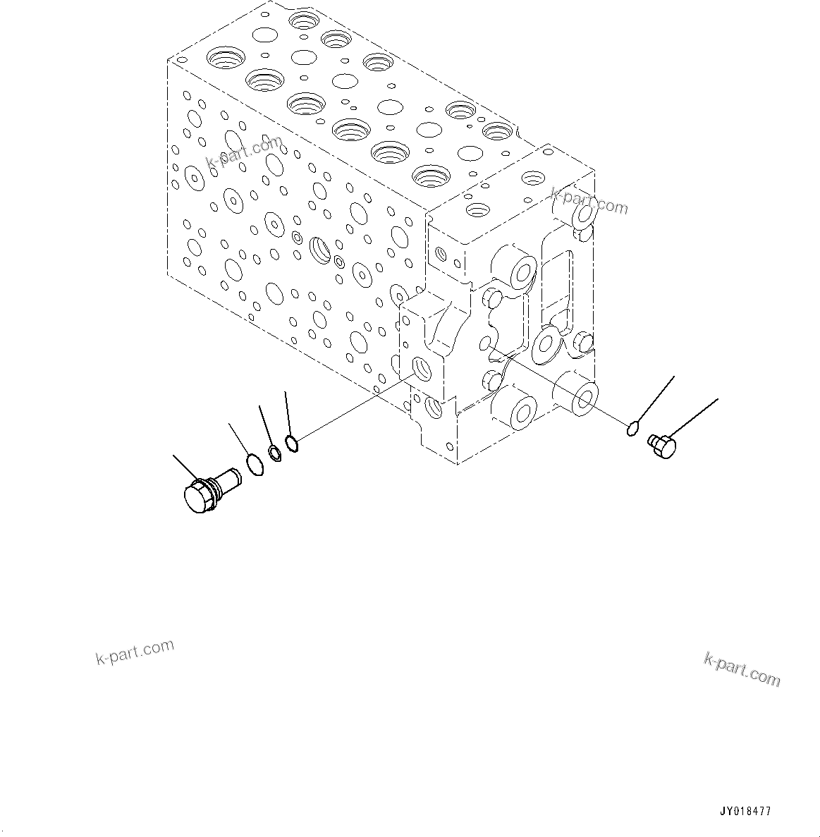 Komatsu parts book diagram for HB215LC-2 S/N 50001-UP: CONTROL VALVE, 7-SPOOL (11/21)