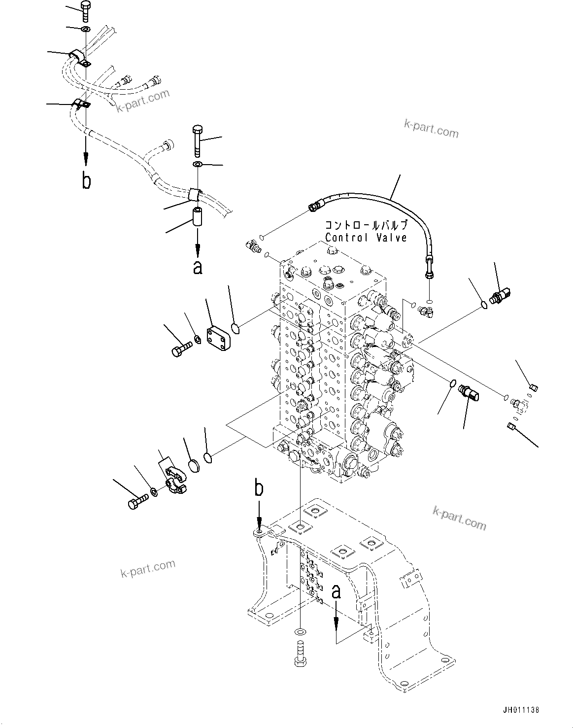 Komatsu parts book diagram for HB215LC-2 S/N 50001-UP: CONTROL VALVE, ATTACHMENT PLUG