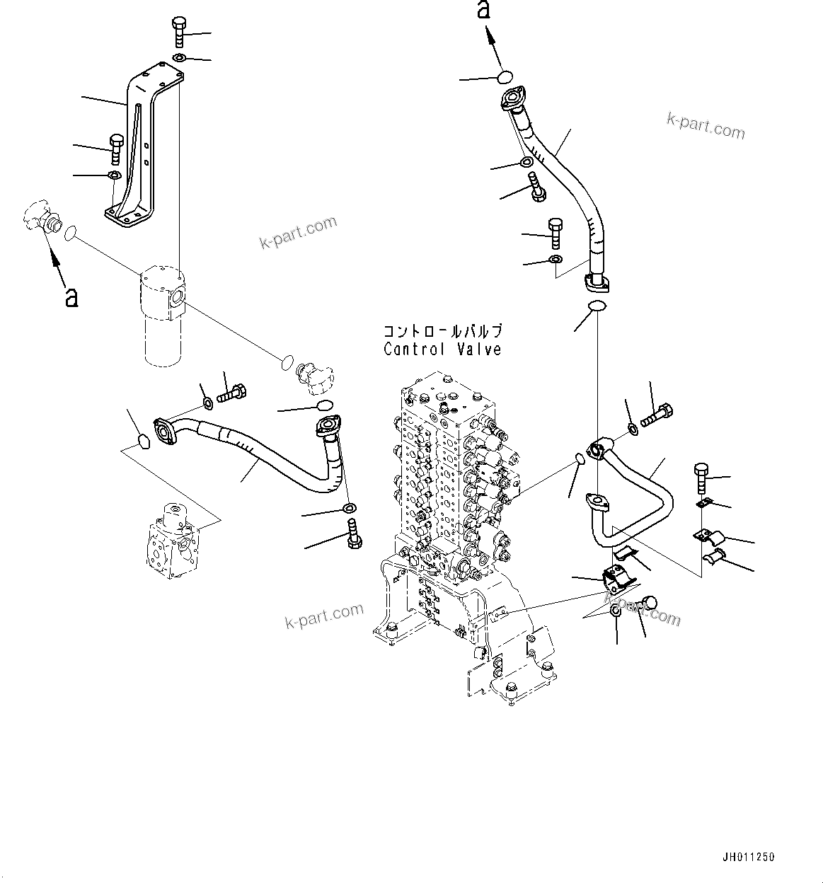 Komatsu parts book diagram for HB215LC-2 S/N 50001-UP: ATTACHMENT ADDITIONAL PIPING, RETURN PIPING