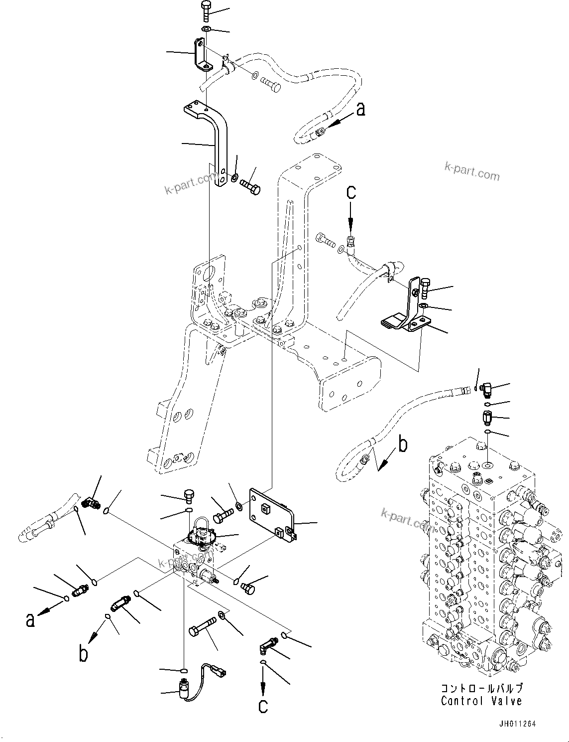 Komatsu parts book diagram for HB215LC-2 S/N 50001-UP: EPC VALVE PIPING, RELATED PARTS