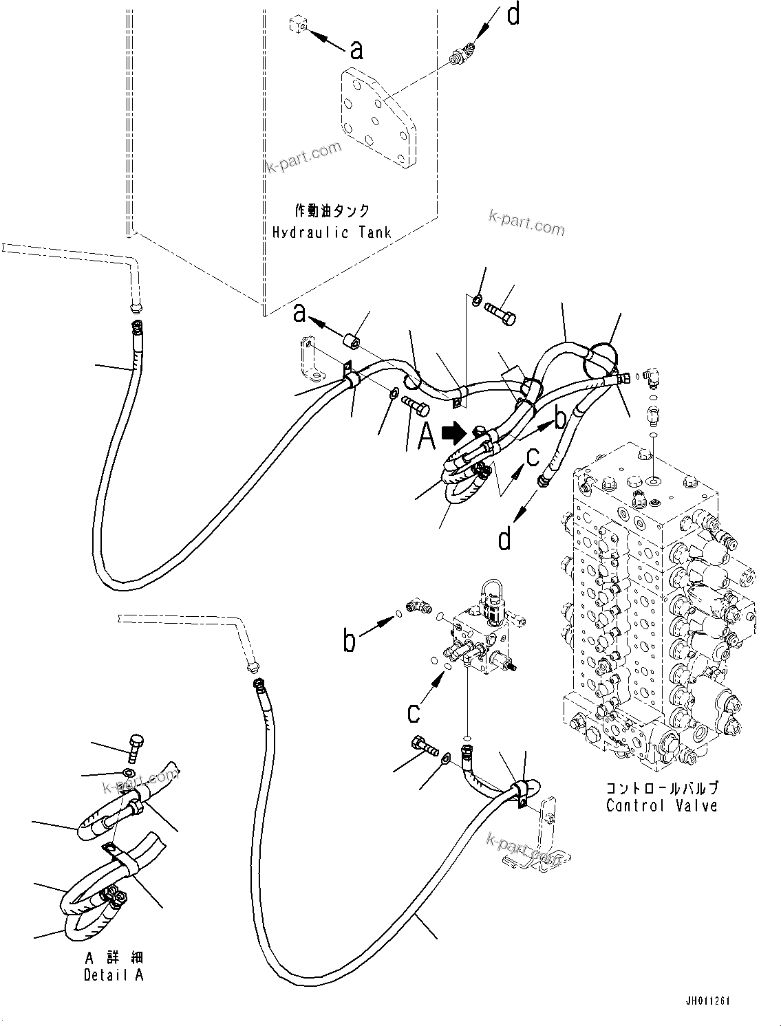 Komatsu parts book diagram for HB215LC-2 S/N 50001-UP: EPC VALVE PIPING, QUICK COUPLING PIPING