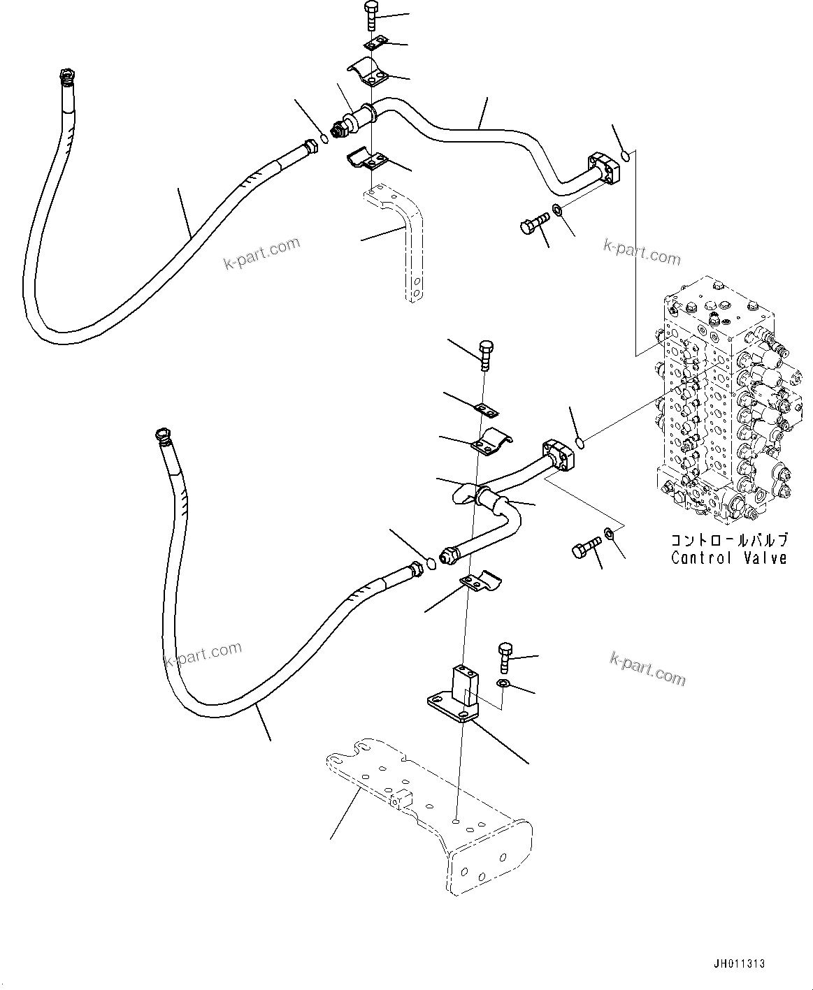 Komatsu parts book diagram for HB215LC-2 S/N 50001-UP: ATTACHMENT ADDITIONAL PIPING