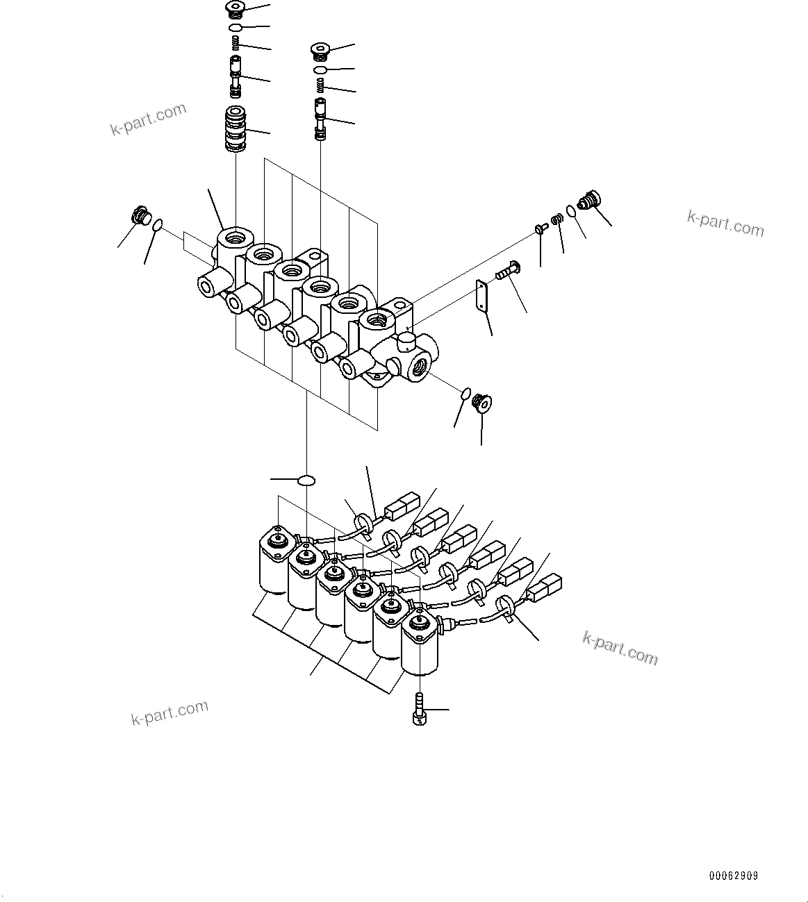 Komatsu parts book diagram for HB215LC-2 S/N 50001-UP: SOLENOID VALVE, INNER PARTS