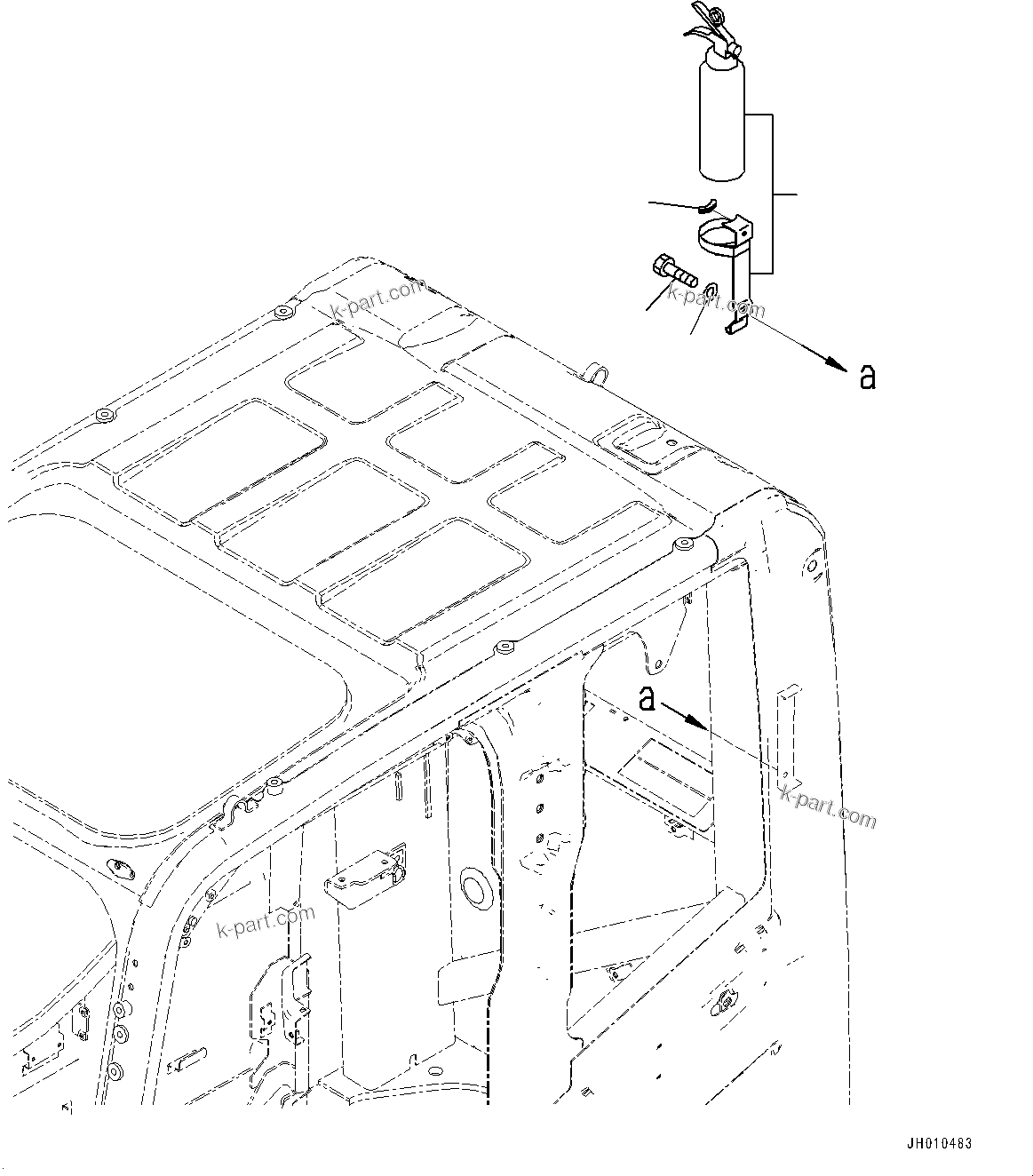 Komatsu parts book diagram for HB215LC-2 S/N 50001-UP: FIRE EXTINGUISHER