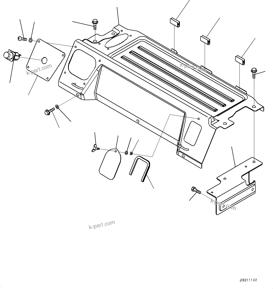 Komatsu parts book diagram for HB215LC-2 S/N 50001-UP: CAB, CAB IN PARTS, LUGGAGE PLATE AND CIGARETTE LIGHTER