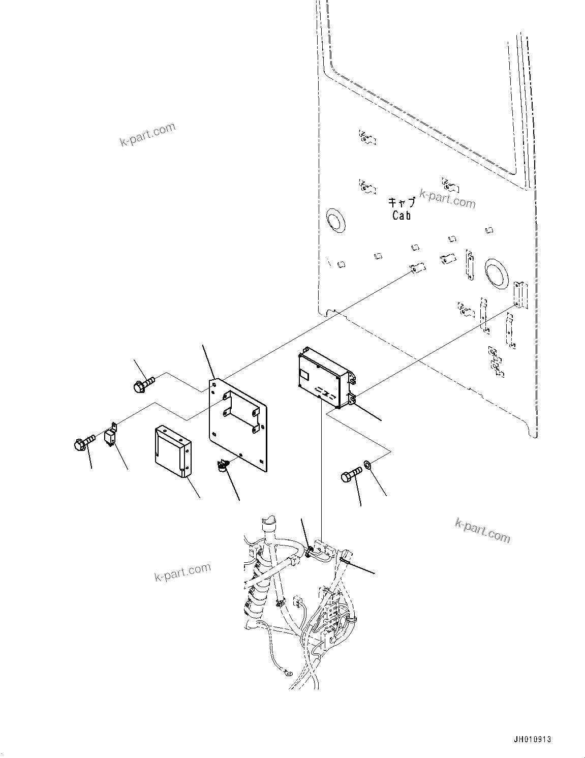 Komatsu parts book diagram for HB215LC-2 S/N 50001-UP: CAB, CAB IN PARTS, AIR CONDITIONER CONTROLLER AND KOMTRAX CONTROLLER