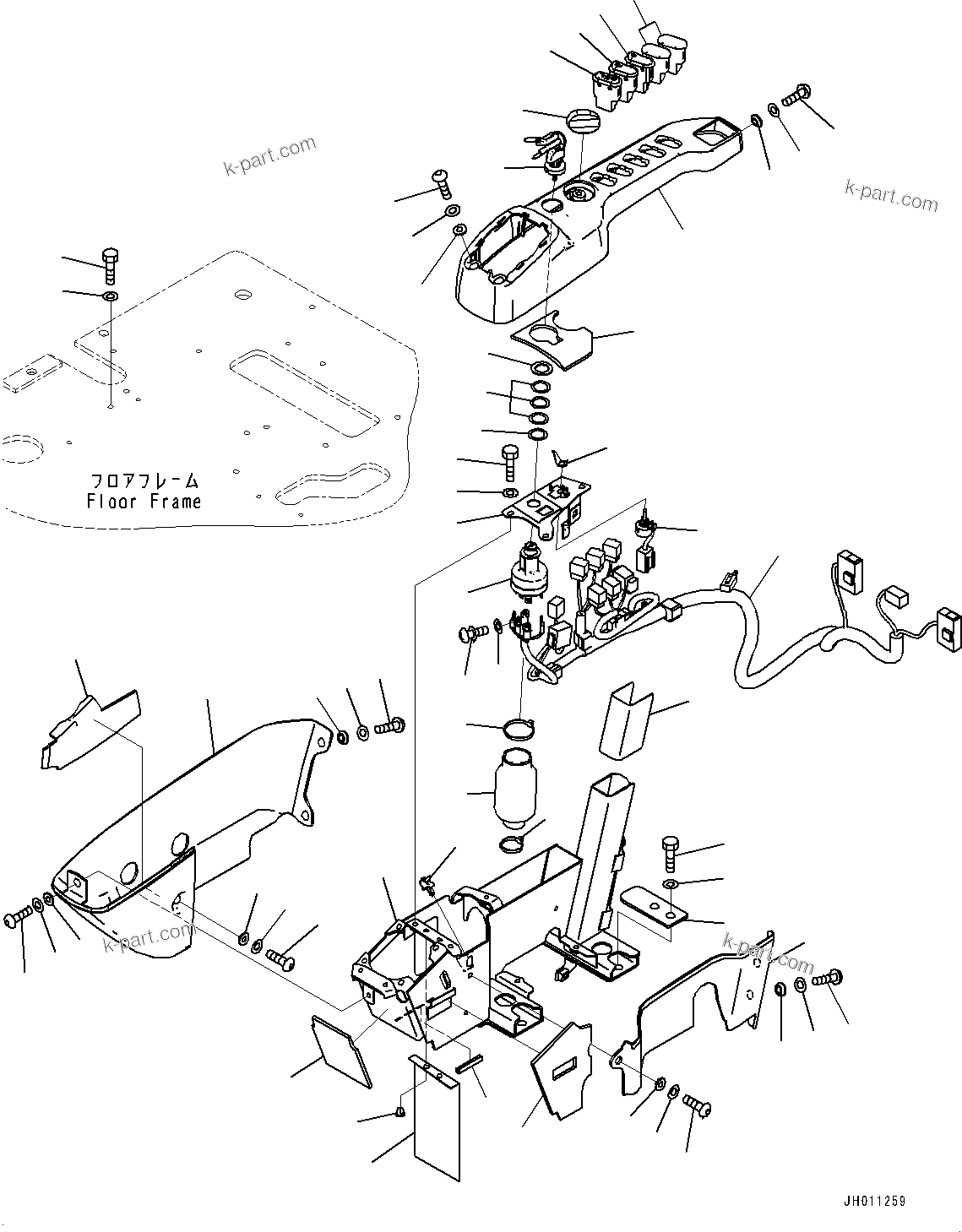 Komatsu parts book diagram for HB215LC-2 S/N 50001-UP: CAB, FLOOR, CONSOLE, R.H.