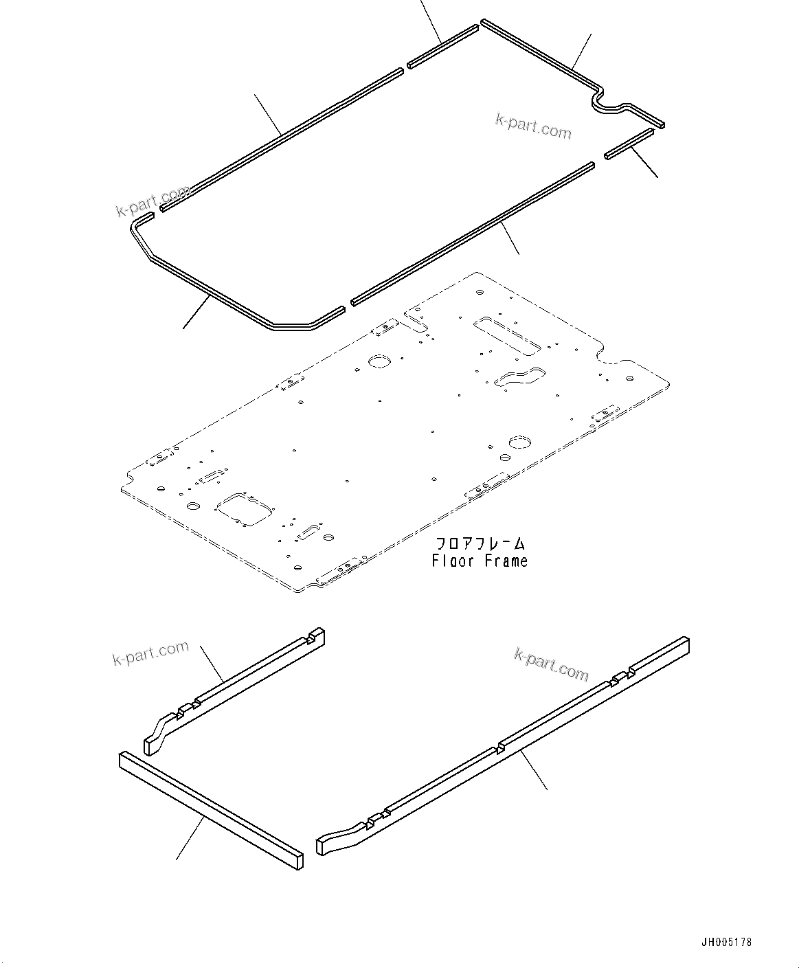 Komatsu parts book diagram for HB215LC-2 S/N 50001-UP: CAB, FLOOR, SEAL
