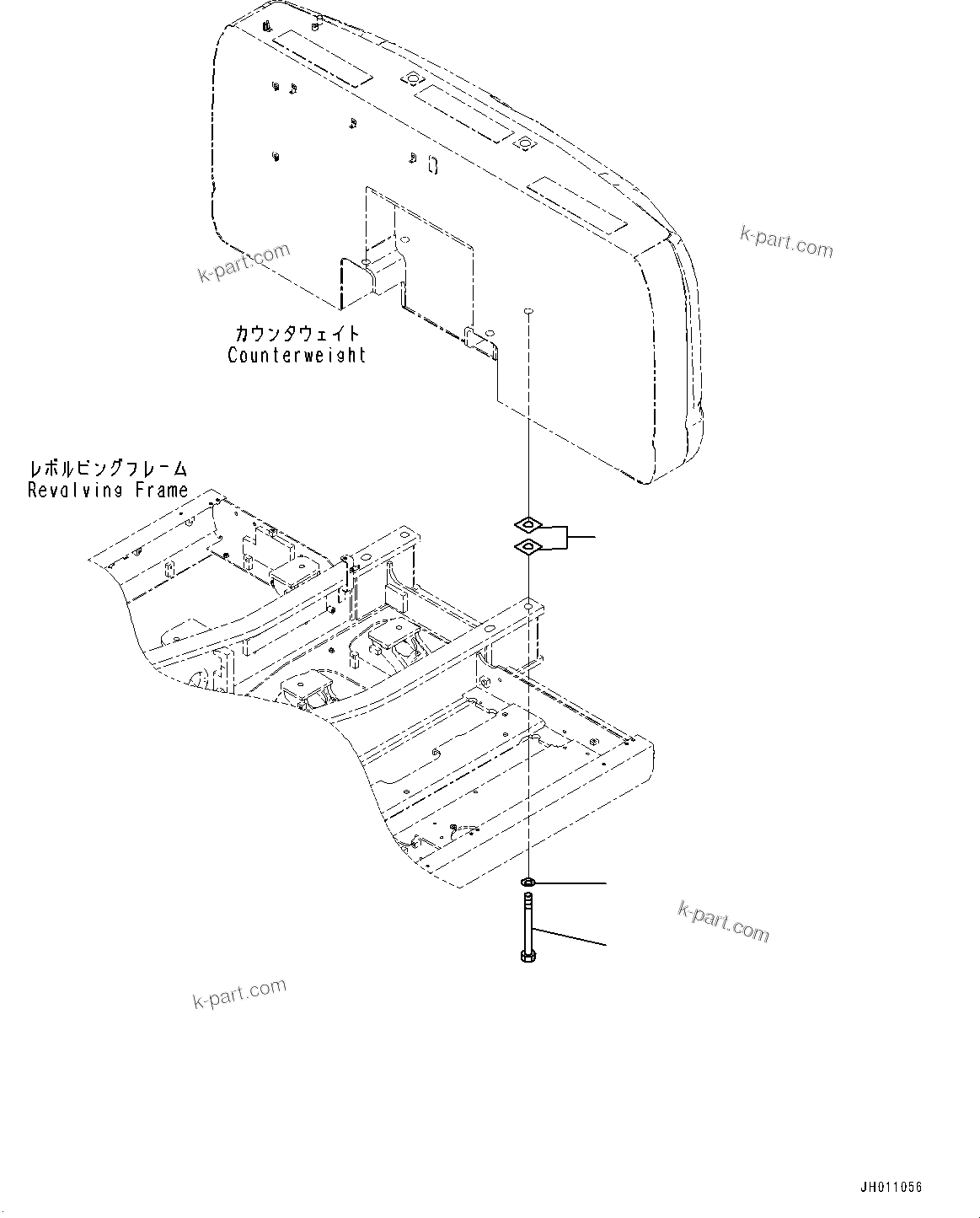 Komatsu parts book diagram for HB215LC-2 S/N 50001-UP: COUNTERWEIGHT MOUNTING
