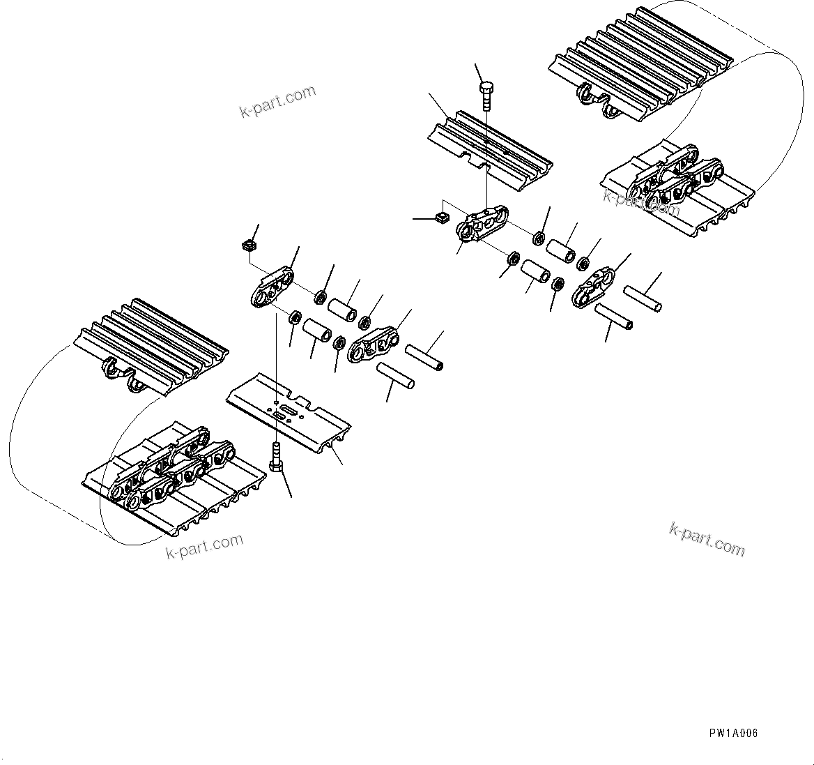 Komatsu parts book diagram for HB215LC-2 S/N 50001-UP: TRACK SHOE ASSEMBLY