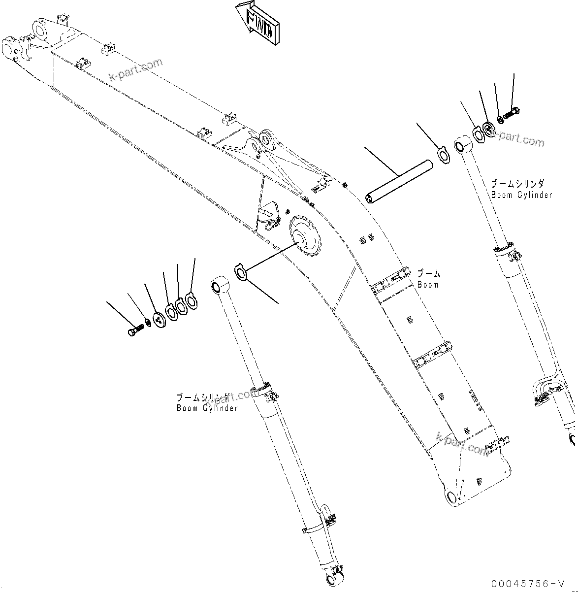 Komatsu parts book diagram for HB215LC-2 S/N 50001-UP: BOOM CYLINDER HEAD PIN