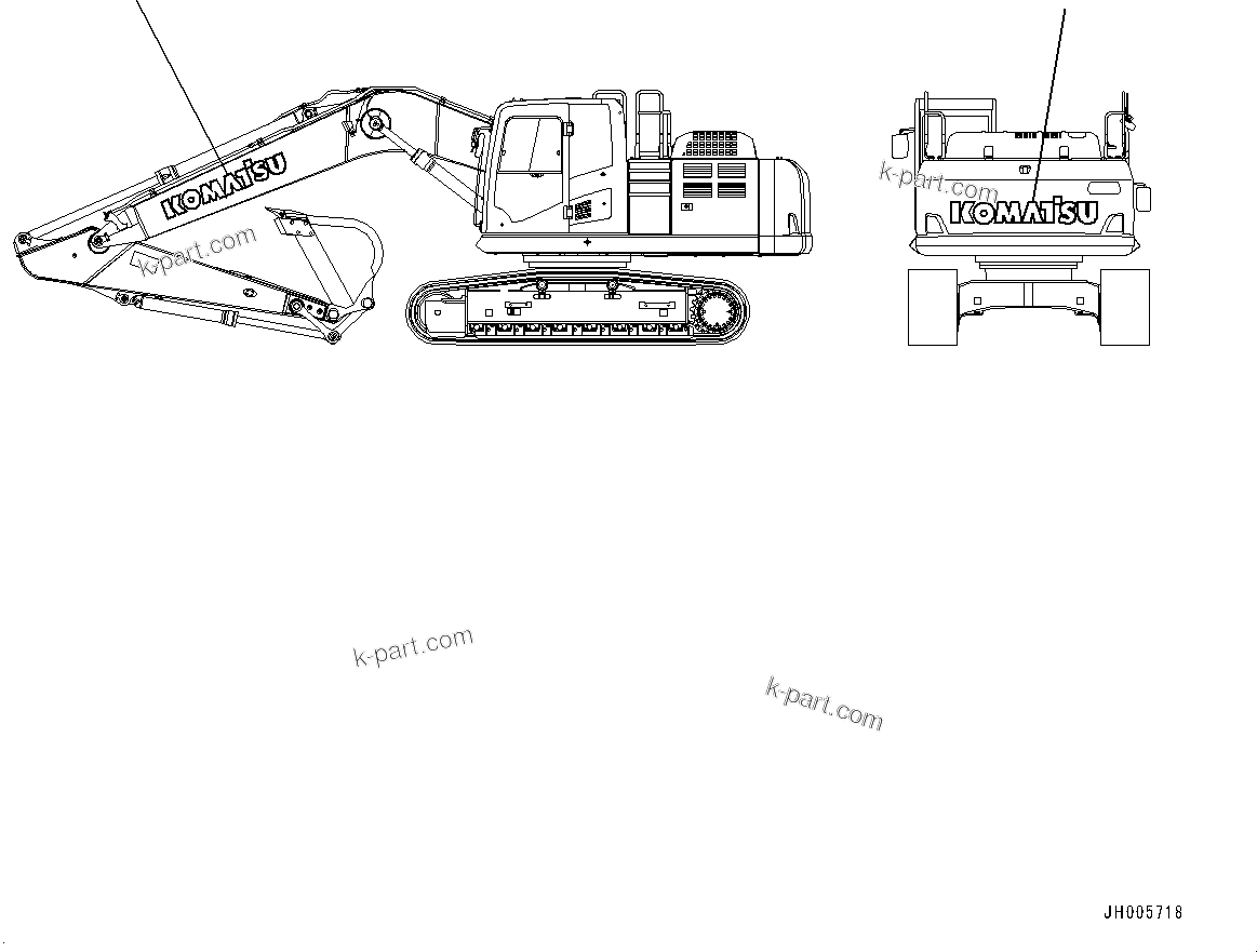 Komatsu parts book diagram for HB215LC-2 S/N 50001-UP: KOMATSU LOGO