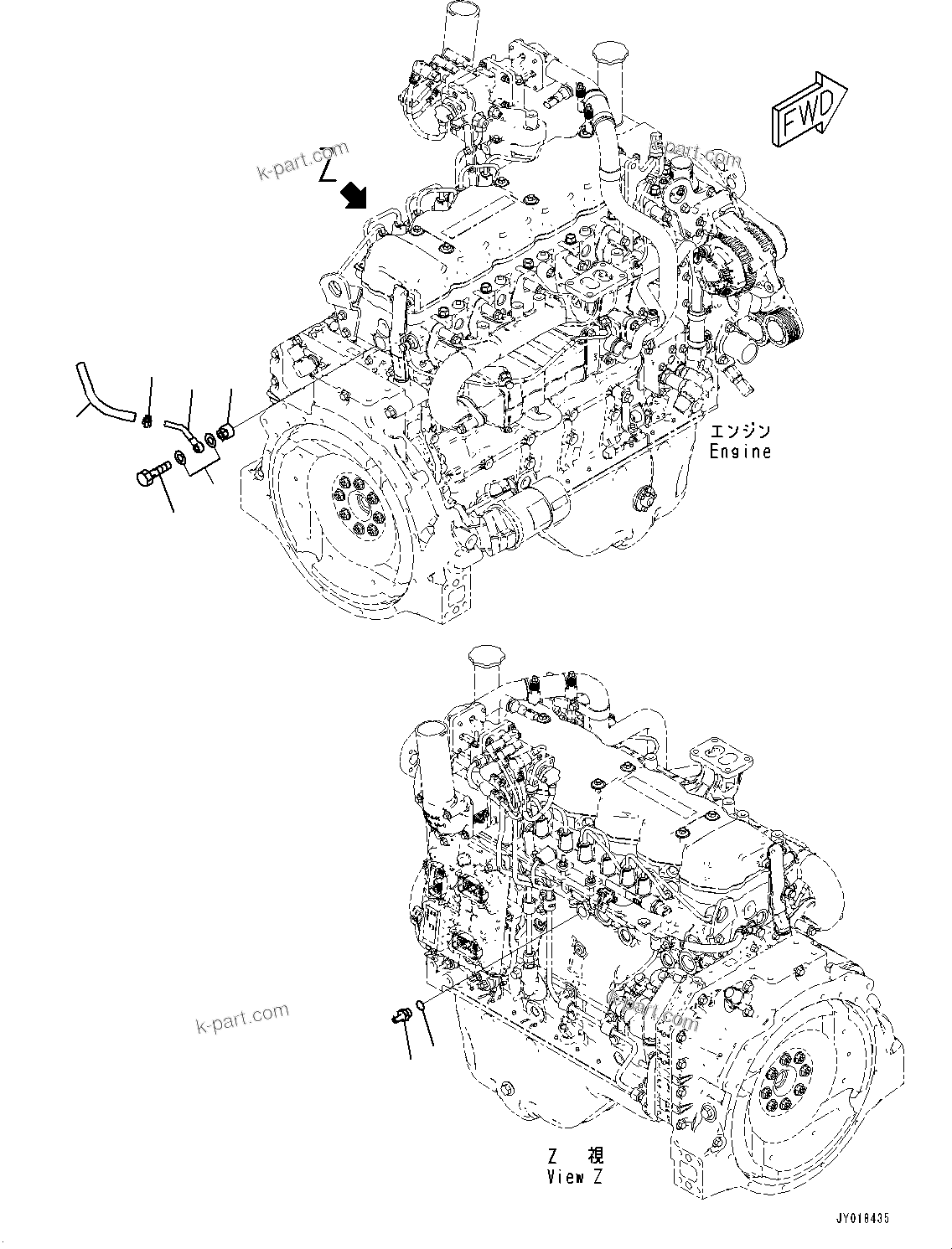 Komatsu parts book diagram for SAA6D107E-2 S/N 26603998-UP (For PC228US-10/PC228USLC-10): ё ?ЧЭД ”ZЉЗ, (#26603998-)