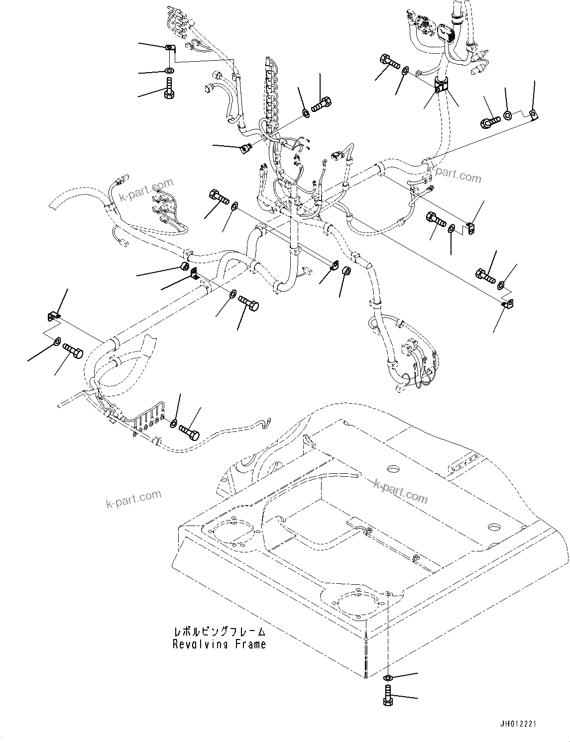 Komatsu parts book diagram for PC240LC-11 S/N 95001-UP: ELECTRIC WIRING HARNESS, MAIN WIRING HARNESS CLAMP (1/4) (#95001-)