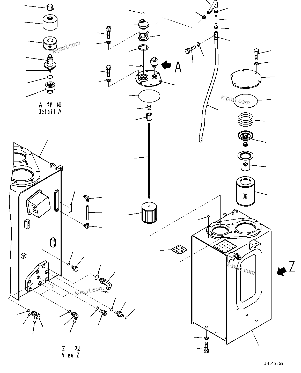 Komatsu parts book diagram for PC240LC-11 S/N 95001-UP: HYDRAULIC TANK (#95001-)