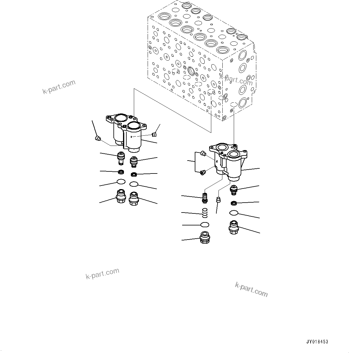 Komatsu parts book diagram for PC240LC-11 S/N 95001-UP: CONTROL VALVE, INNER PARTS (2/21) (#95001-)
