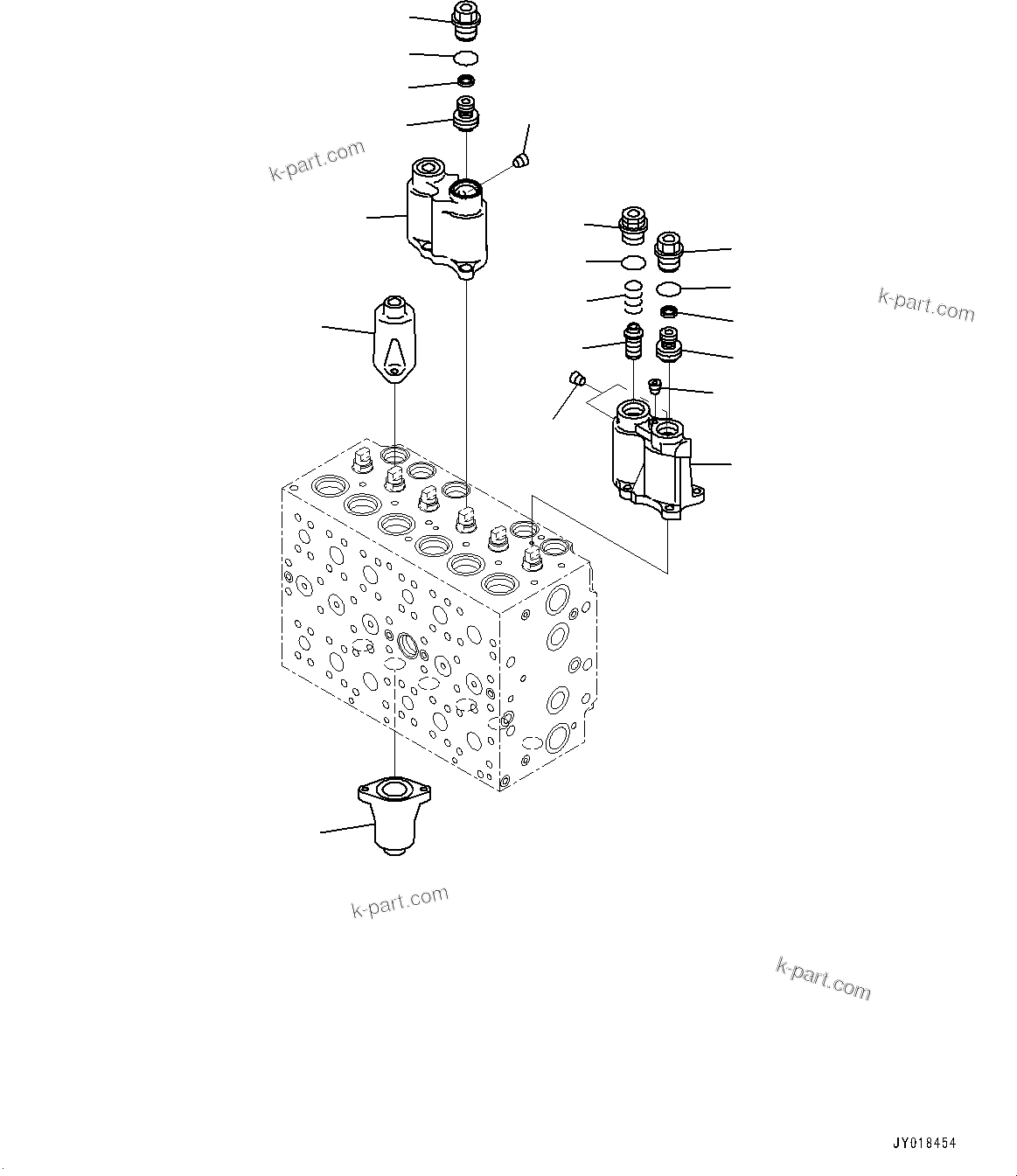Komatsu parts book diagram for PC240LC-11 S/N 95001-UP: CONTROL VALVE, INNER PARTS (3/21) (#95001-)