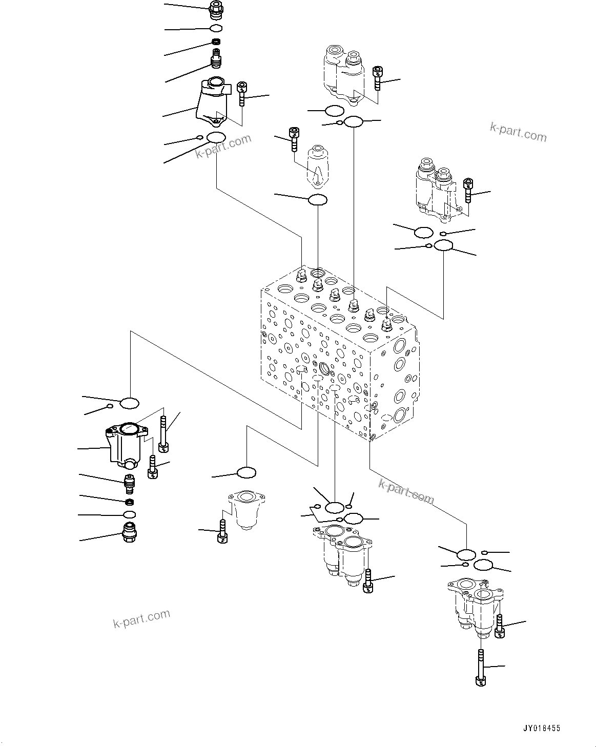 Komatsu parts book diagram for PC240LC-11 S/N 95001-UP: CONTROL VALVE, INNER PARTS (4/21) (#95001-)