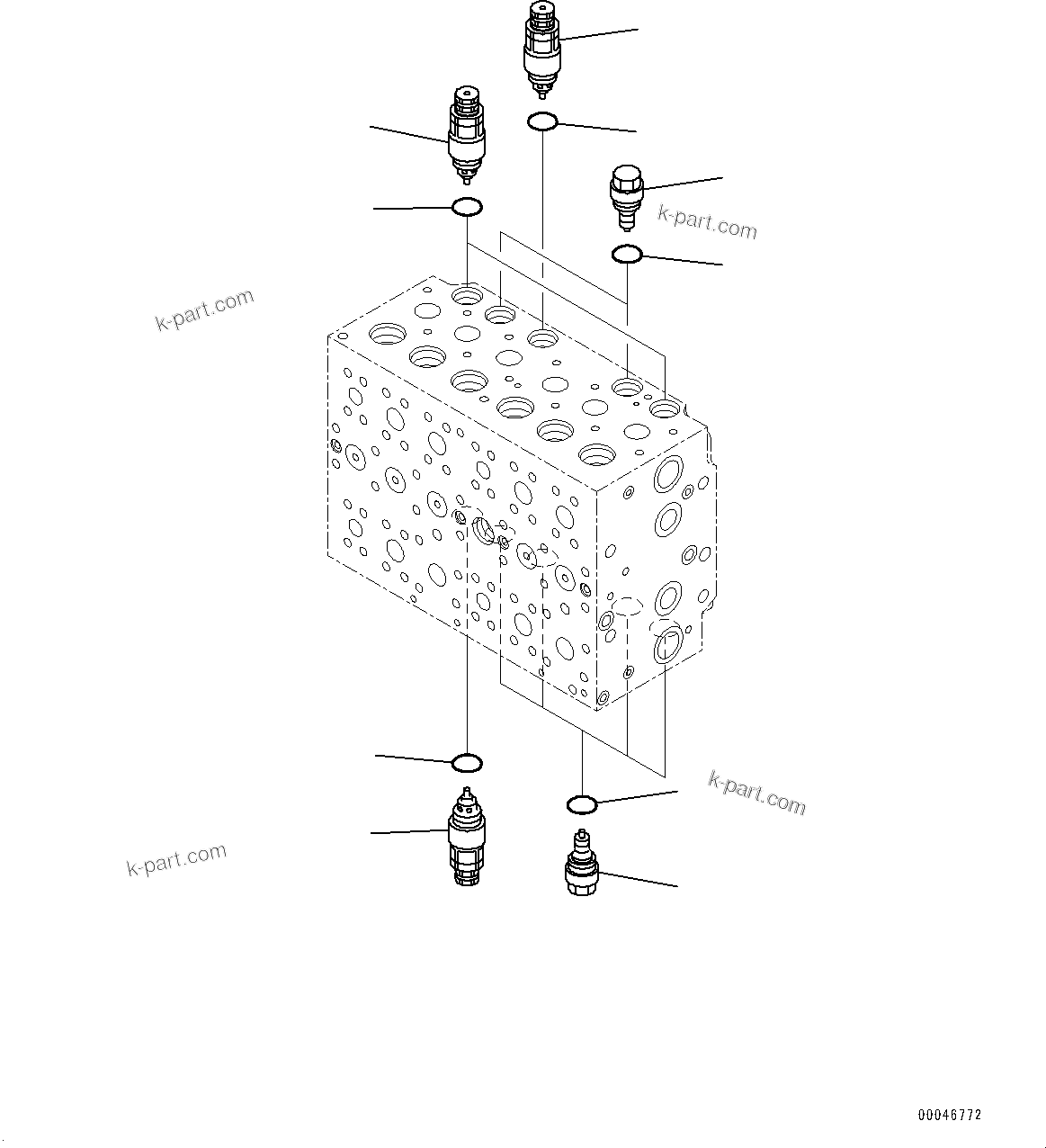 Komatsu parts book diagram for PC240LC-11 S/N 95001-UP: CONTROL VALVE, INNER PARTS (12/21) (#95001-)