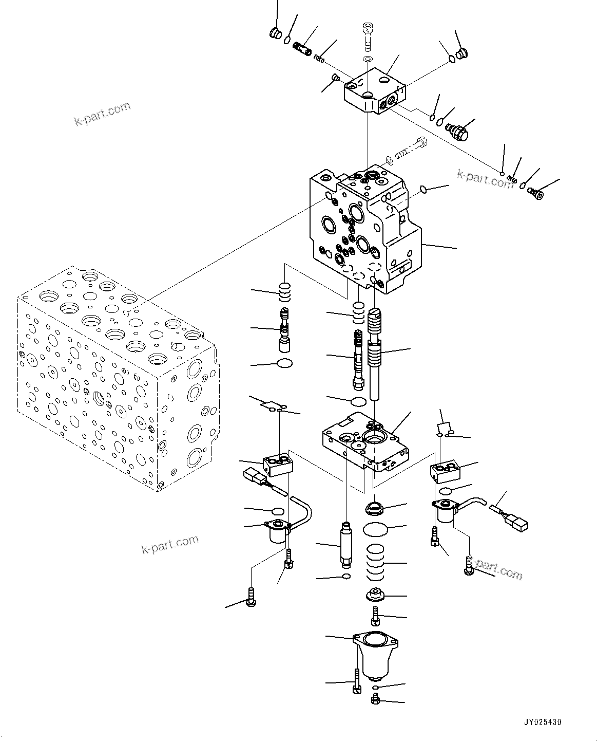 Komatsu parts book diagram for PC240LC-11 S/N 95001-UP: CONTROL VALVE, INNER PARTS (13/21) (#95001-)