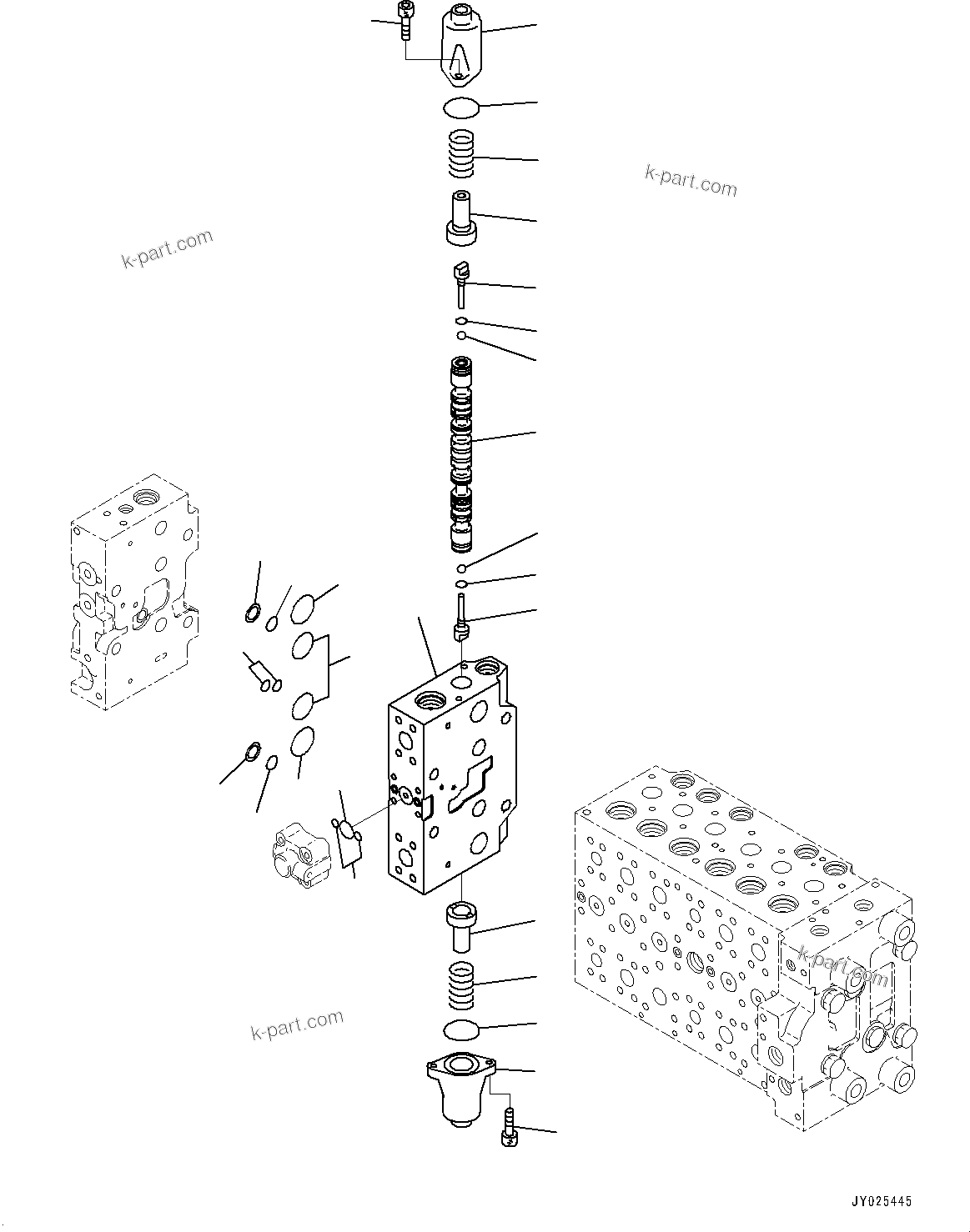 Komatsu parts book diagram for PC240LC-11 S/N 95001-UP: CONTROL VALVE, INNER PARTS (18/21) (#95001-)
