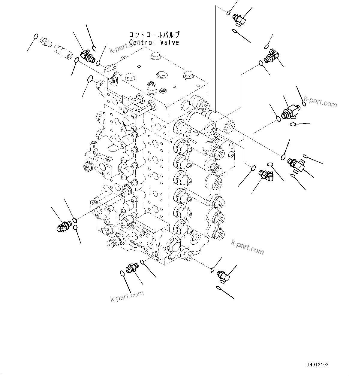 Komatsu parts book diagram for PC240LC-11 S/N 95001-UP: CONTROL VALVE, CONNECTING PARTS (2/2) (#95001-)