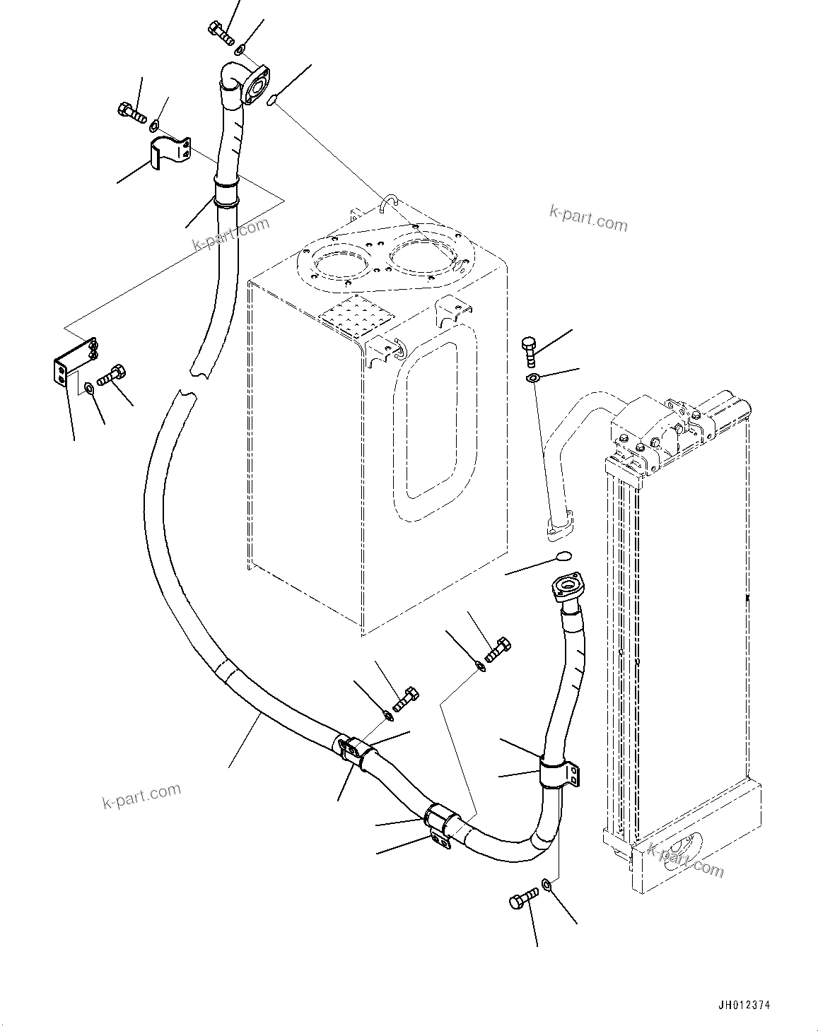 Komatsu parts book diagram for PC240LC-11 S/N 95001-UP: OIL COOLER PIPING (#95001-)