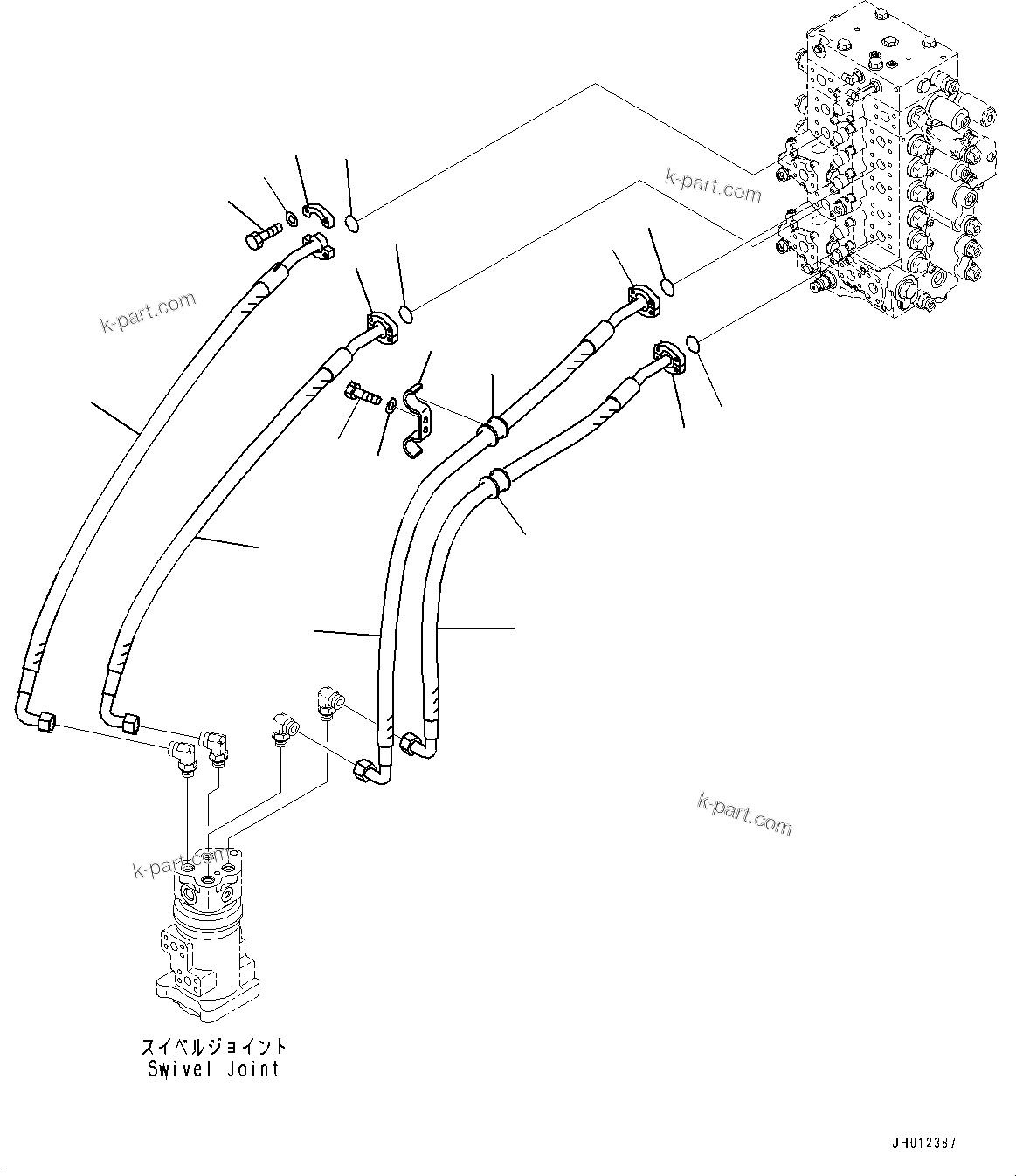 Komatsu parts book diagram for PC240LC-11 S/N 95001-UP: TRAVEL PIPING (#95001-)