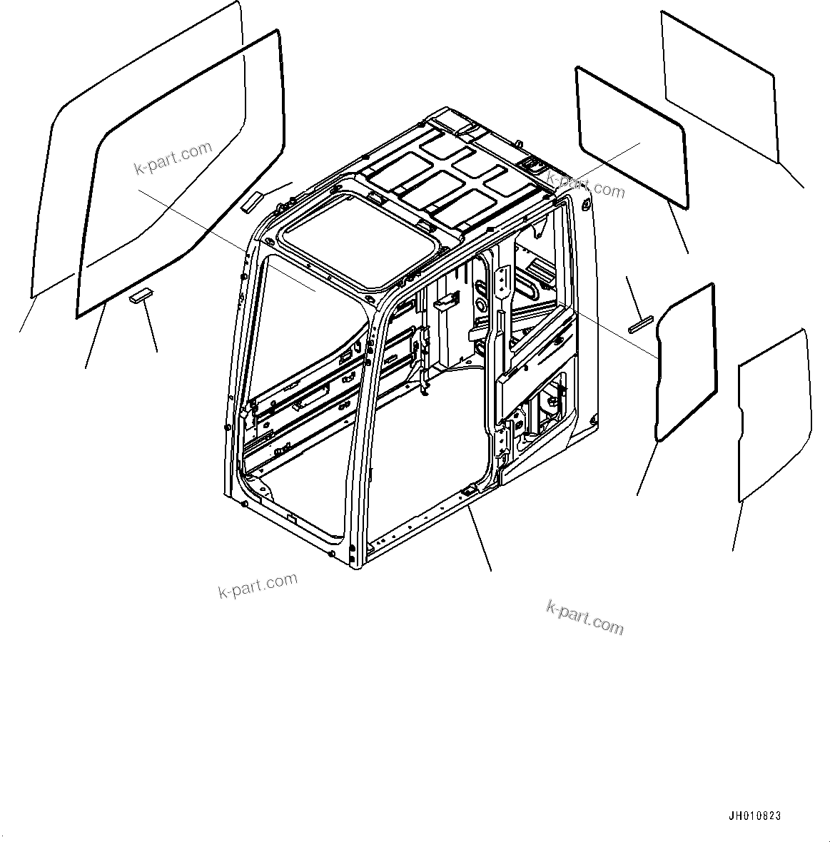 Komatsu parts book diagram for PC240LC-11 S/N 95001-UP: CAB, CAB BODY AND WINDOW (#95001-)