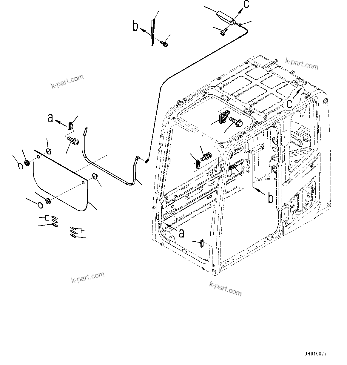 Komatsu parts book diagram for PC240LC-11 S/N 95001-UP: CAB, FRONT LOWER WINDOW (#95001-)