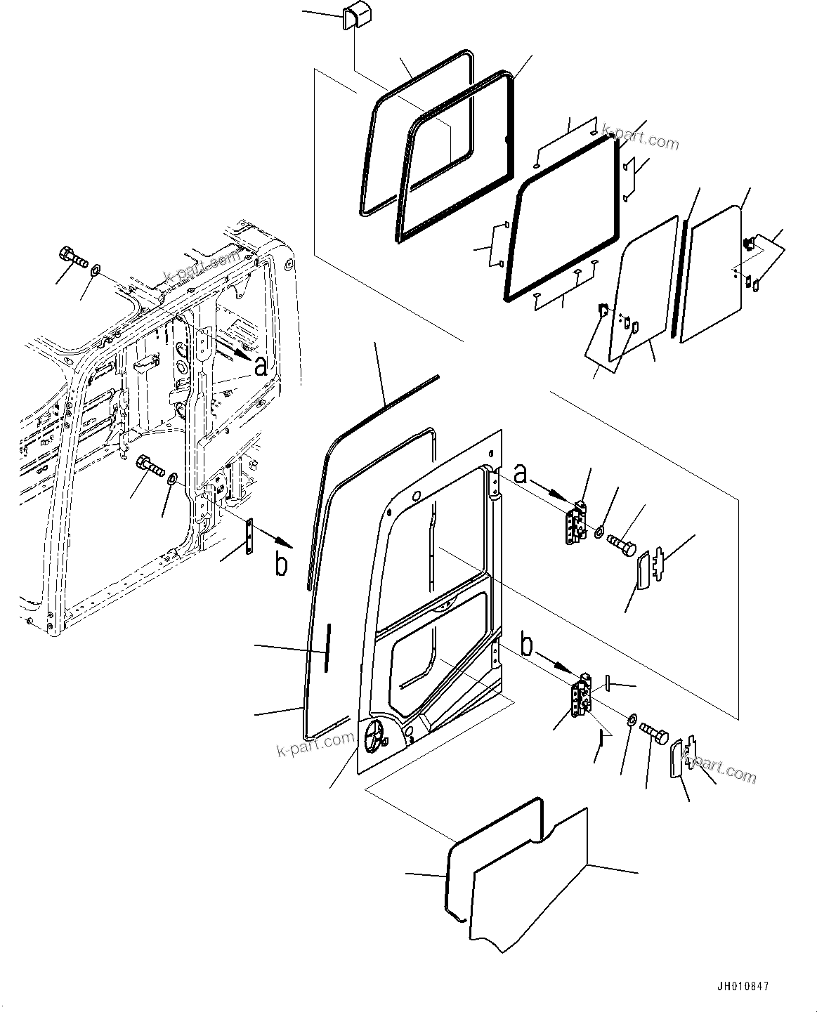 Komatsu parts book diagram for PC240LC-11 S/N 95001-UP: CAB, DOOR (#95001-)