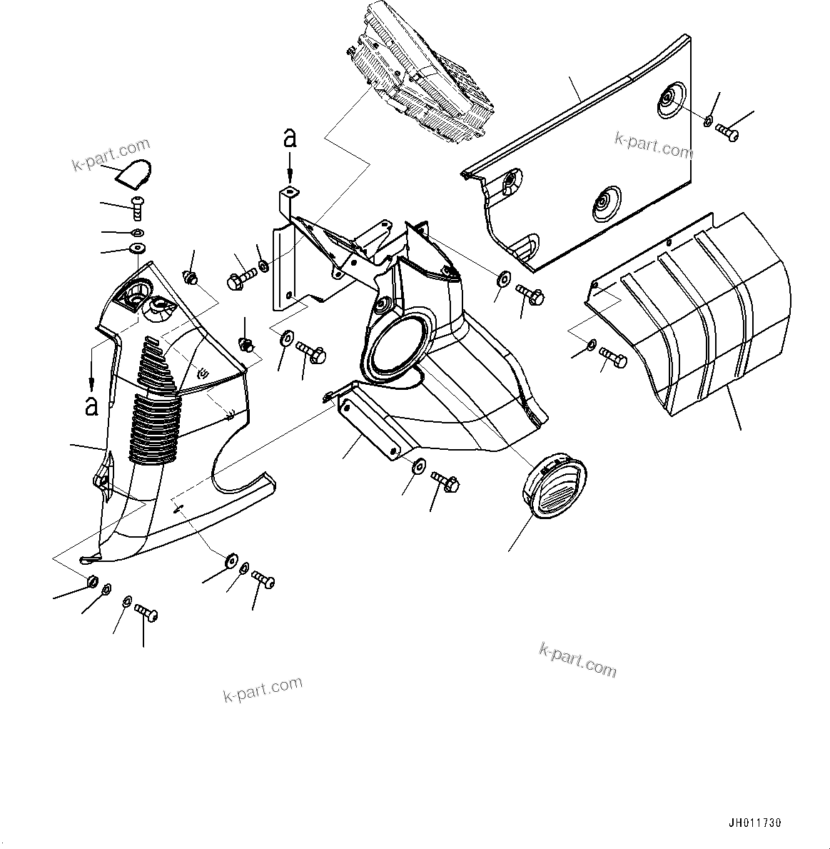 Komatsu parts book diagram for PC240LC-11 S/N 95001-UP: CAB, CAB IN PARTS, MONITOR AND COVER (#95001-)
