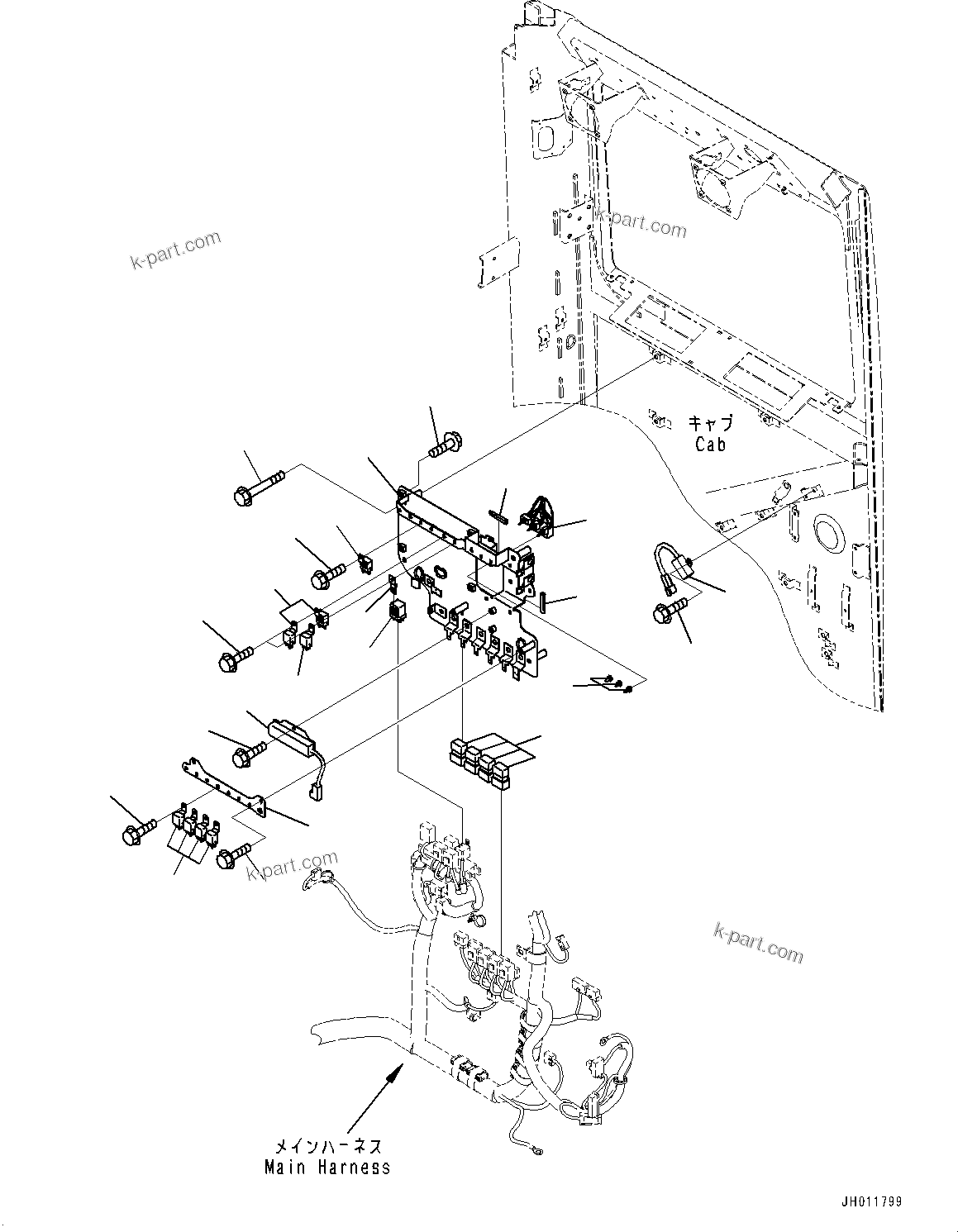 Komatsu parts book diagram for PC240LC-11 S/N 95001-UP: CAB, CAB IN PARTS, PUMP CONTROLLER AND RELAY (#95001-)