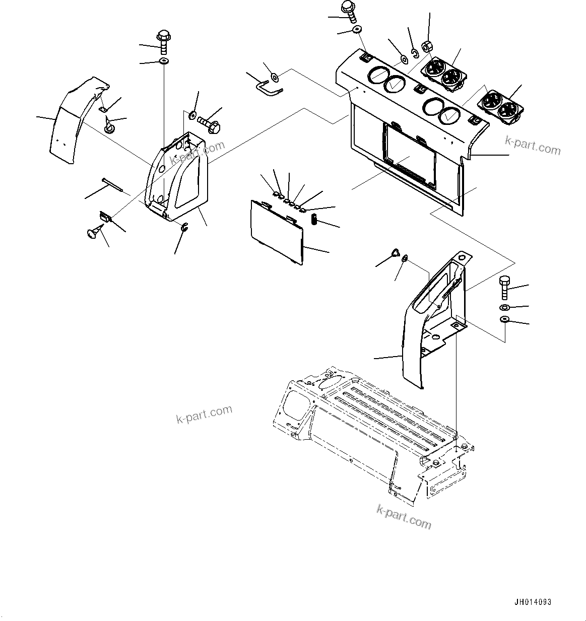 Komatsu parts book diagram for PC240LC-11 S/N 95001-UP: CAB, CAB IN PARTS, REAR COVER (1/2) (#95001-)