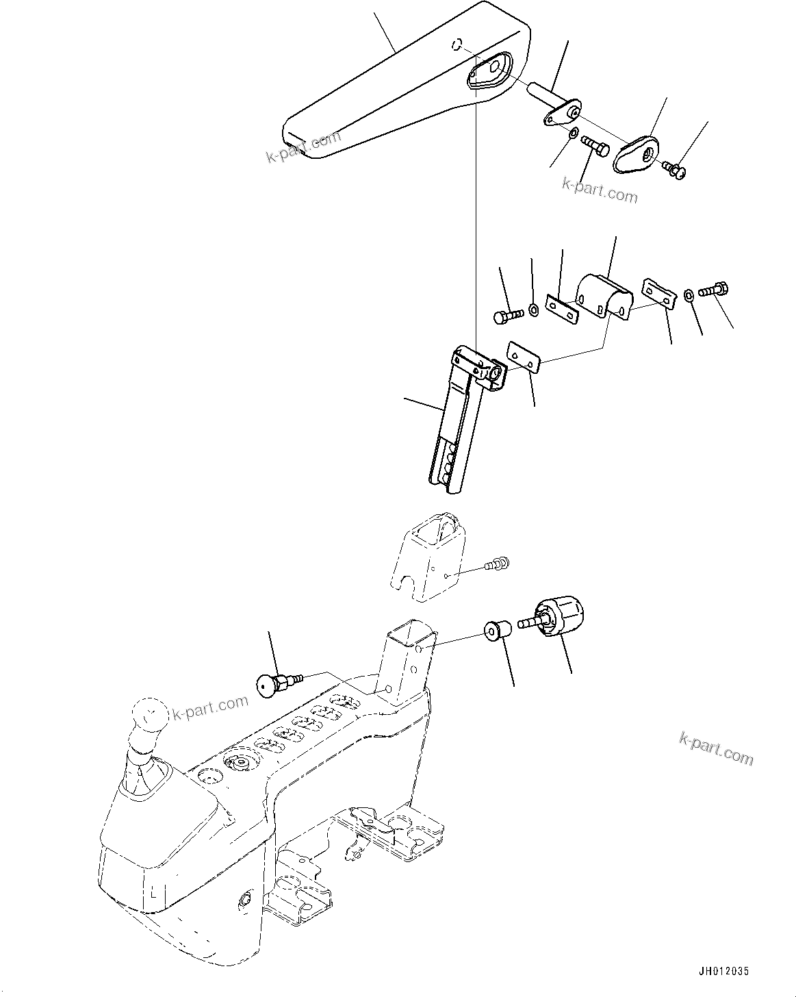 Komatsu parts book diagram for PC240LC-11 S/N 95001-UP: CAB, FLOOR, ARMREST, R.H. (#95001-)