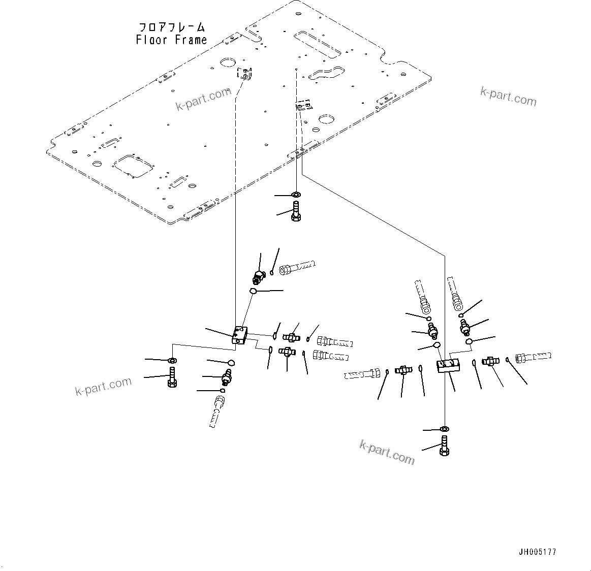 Komatsu parts book diagram for PC240LC-11 S/N 95001-UP: CAB, FLOOR, P, T BLOCK (#95001-)