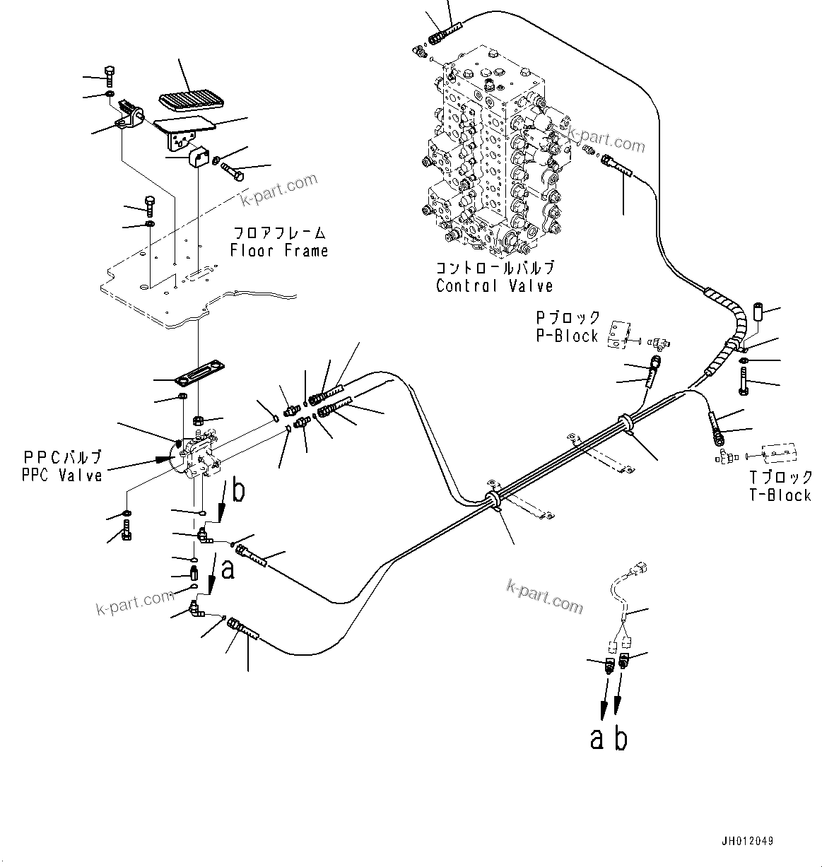 Komatsu parts book diagram for PC240LC-11 S/N 95001-UP: CAB, FLOOR, 1ST ATTACHMENT CONTROL (#95001-)