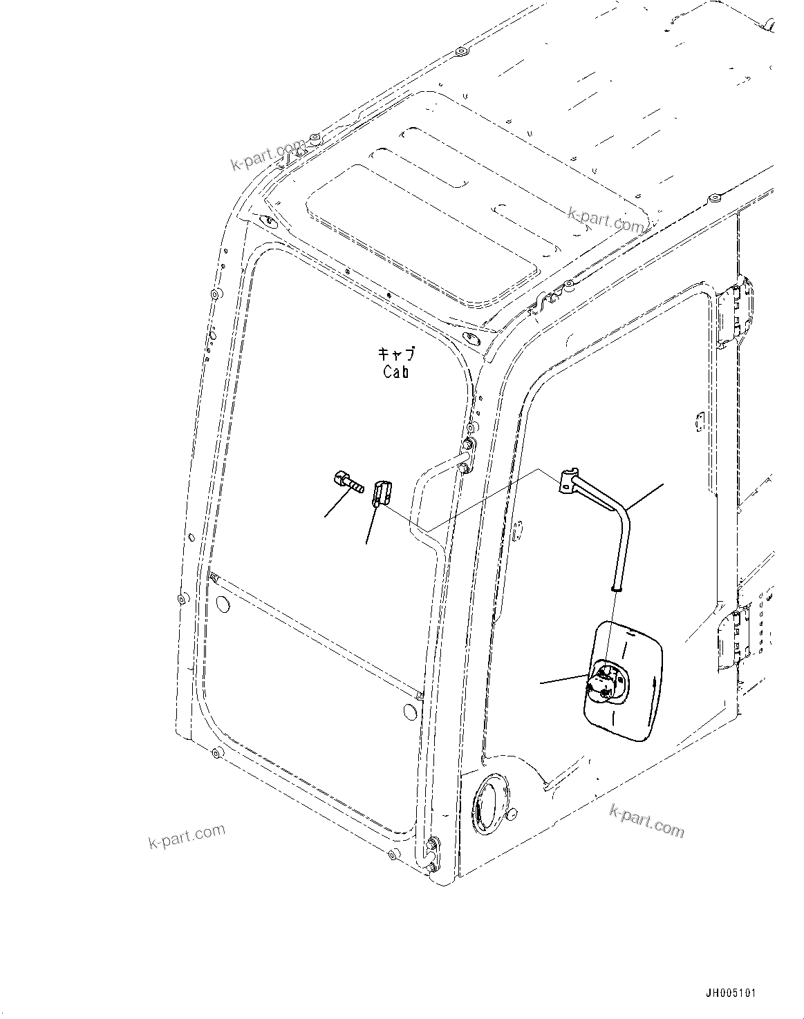 Komatsu parts book diagram for PC240LC-11 S/N 95001-UP: REARVIEW MIRROR L.H. (#95001-)
