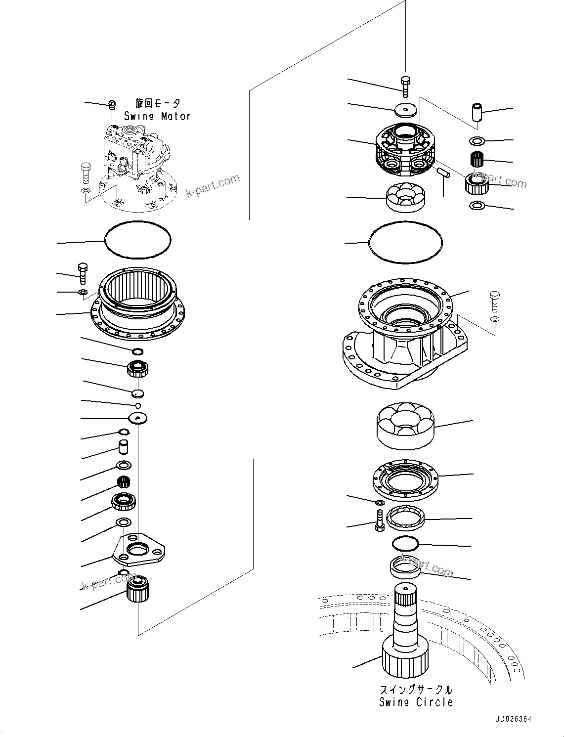 Komatsu parts book diagram for PC240LC-11 S/N 95001-UP: SWING MACHINERY AND MOTOR, SWING MACHINERY (#95001-)