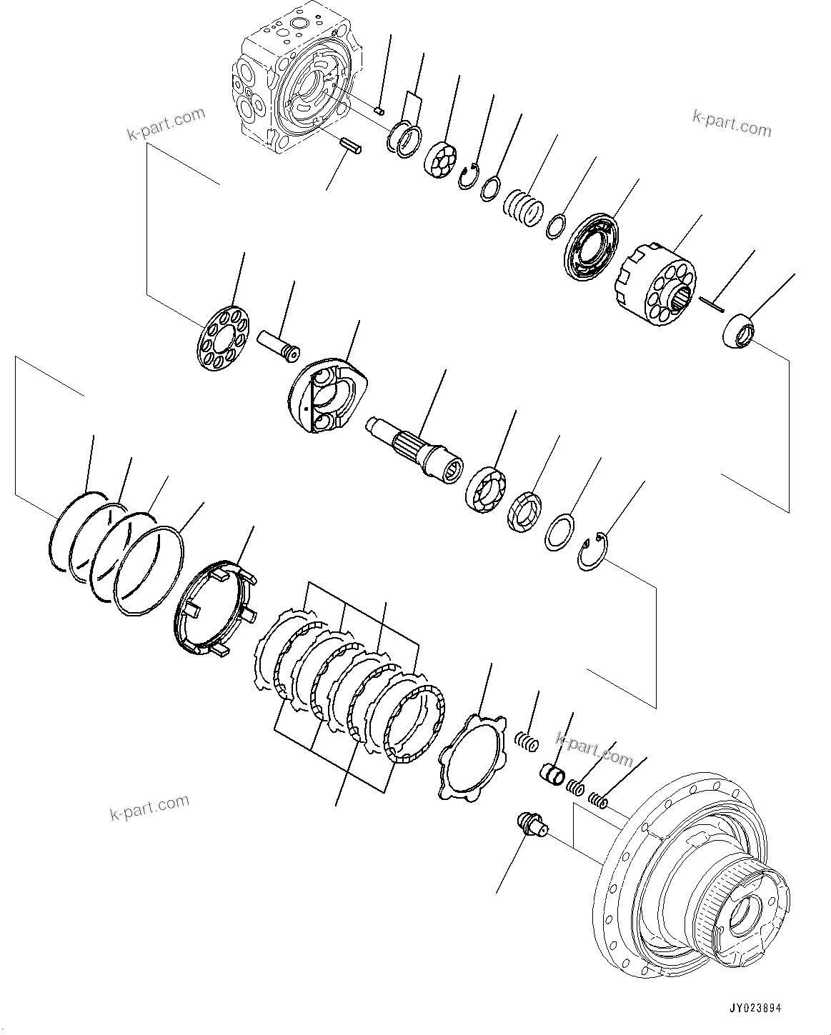 Komatsu parts book diagram for PC240LC-11 S/N 95001-UP: TRAVEL MOTOR AND FINAL DRIVE, INNER PARTS, L.H. (2/2) (#95001-)