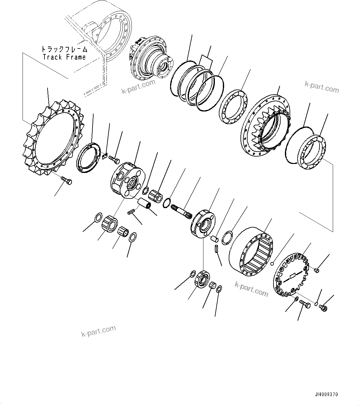Komatsu parts book diagram for PC240LC-11 S/N 95001-UP: TRAVEL MOTOR AND FINAL DRIVE, 1ST AND 2ND CARRIER, L.H. (#95001-)